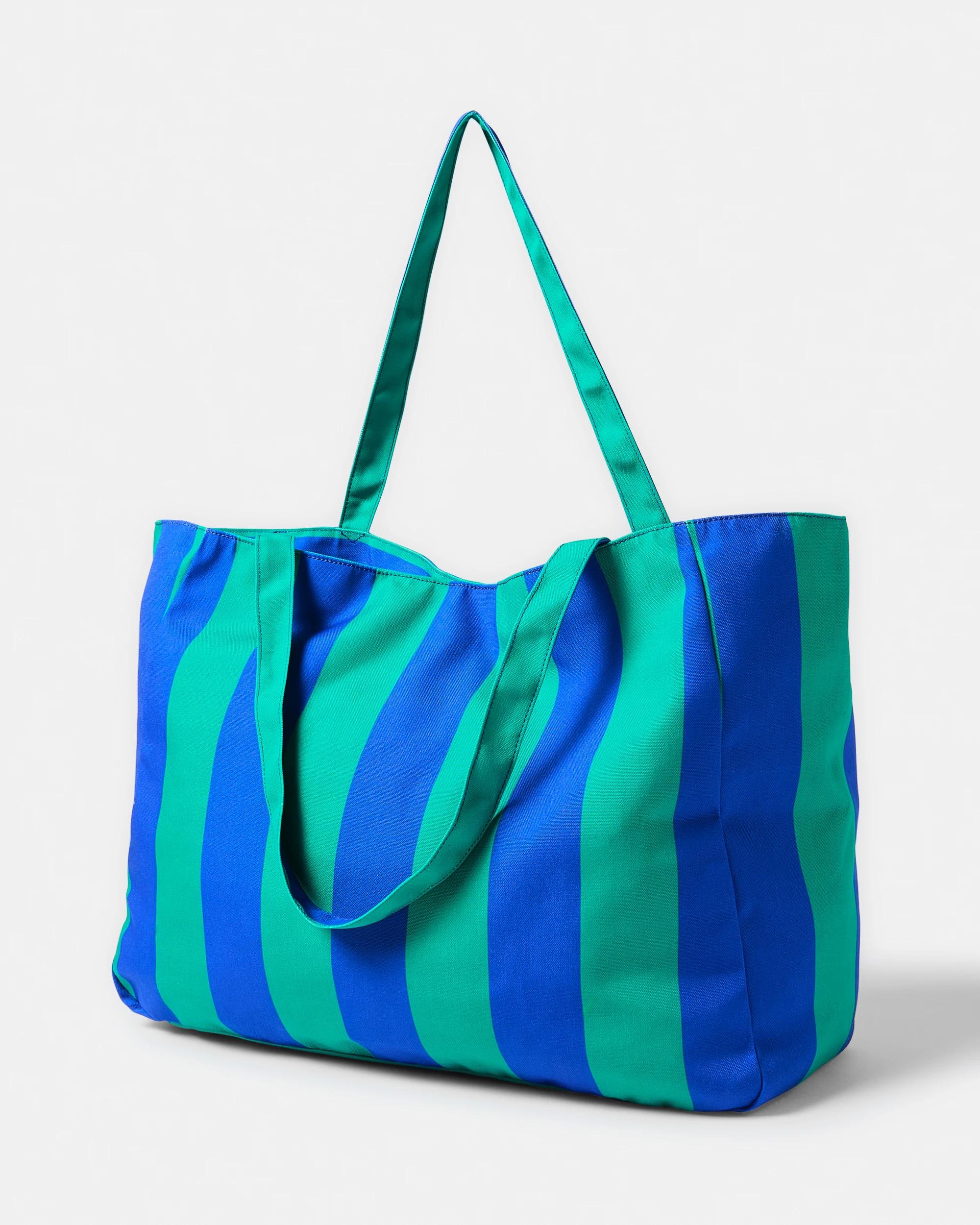 2 Beach Bag Grn Stripe, 2 of 5