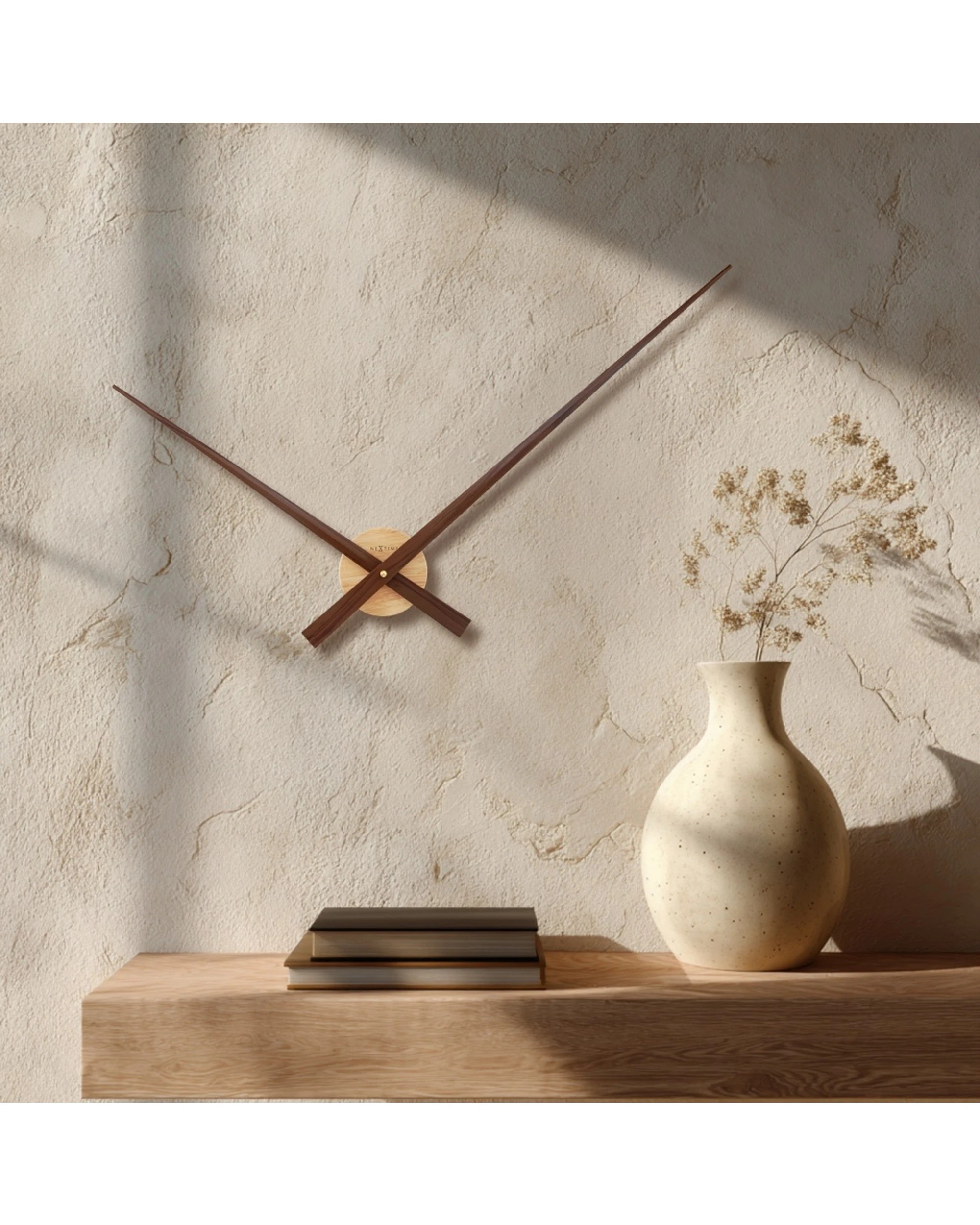 4 NeXtime Hands Wall Clock Aluminium Minimalist Modern Design 85cm Walnut, 4 of 6