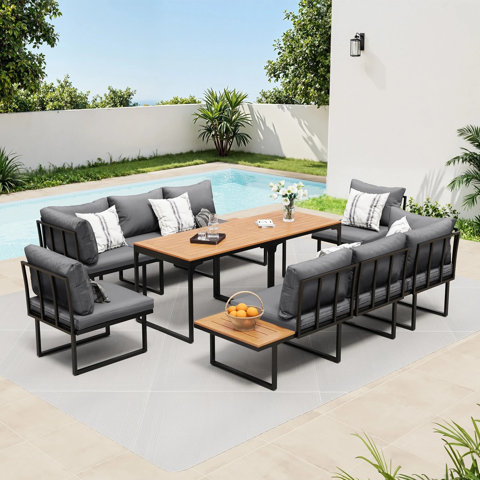 3 Livsip 8 Seater Outdoor Dining Set Sofa Lounge Setting Side Table Furniture - Multi, 3 of 8