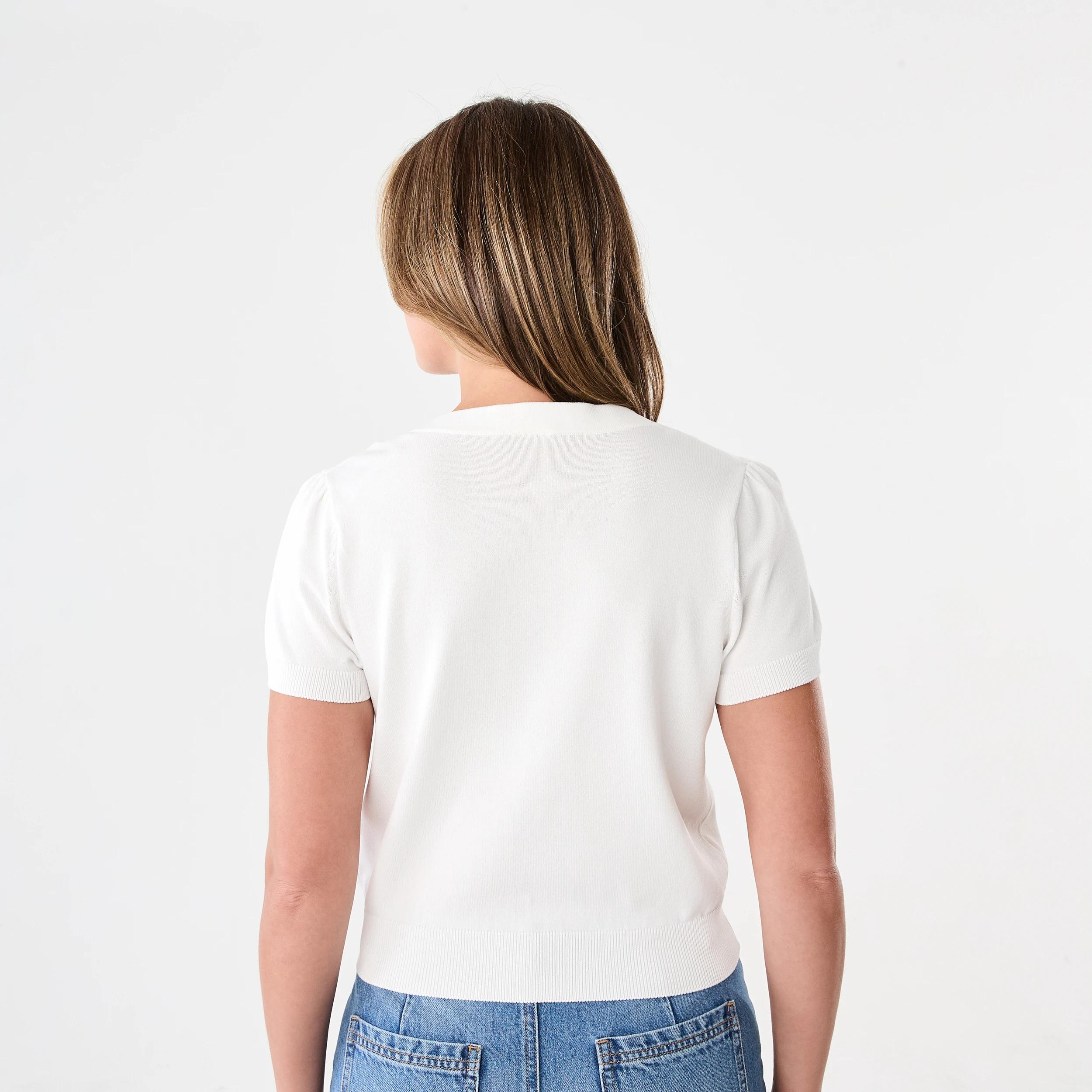 3 Puff Sleeve Button Up Top WHITE, 3 of 7
