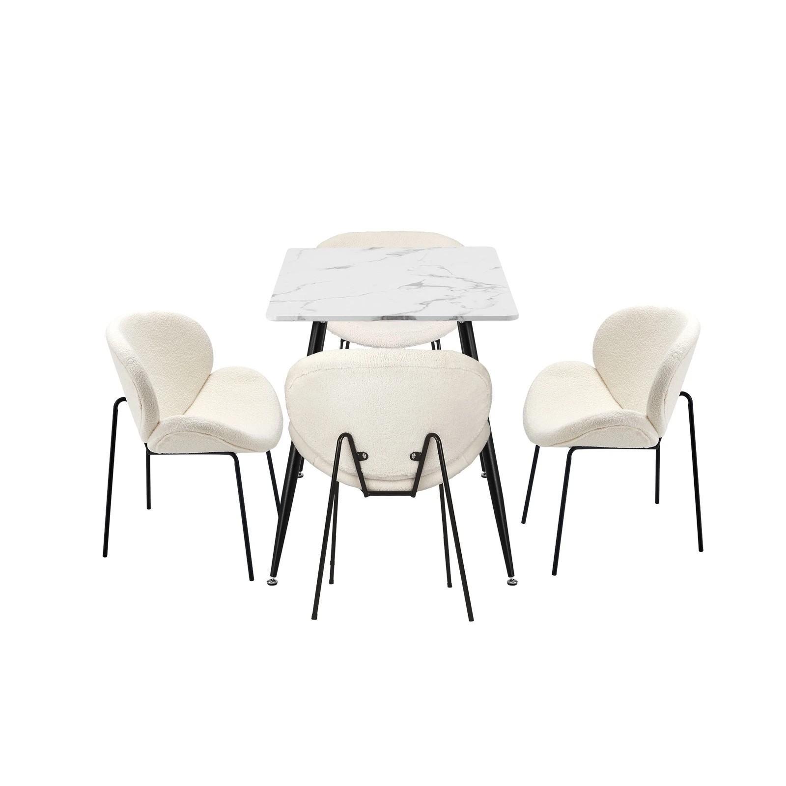 8 Oikiture 120cm Rectangle Dining Table with 4PCS Dining Chairs Sherpa - Multi, 8 of 9