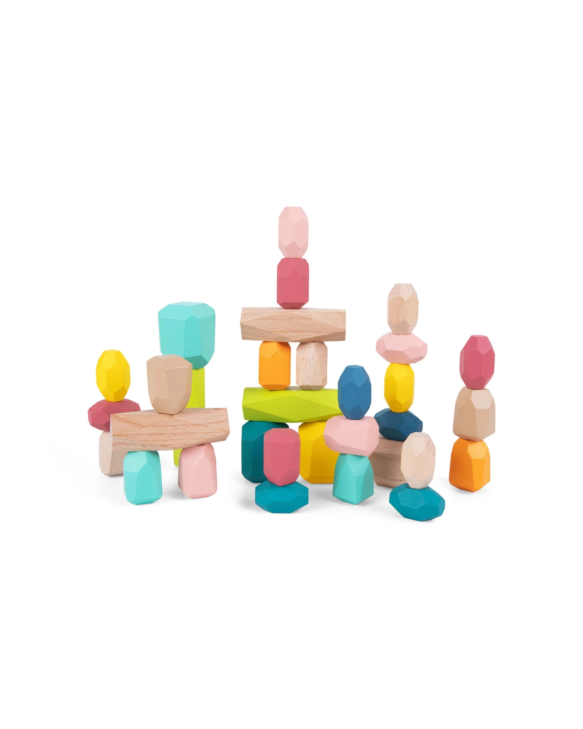 4 Tooky Toy 32pc Tooky Wooden Stacking Stone Large Building Blocks Kids Fun Learning Toys - Multi, 4 of 7