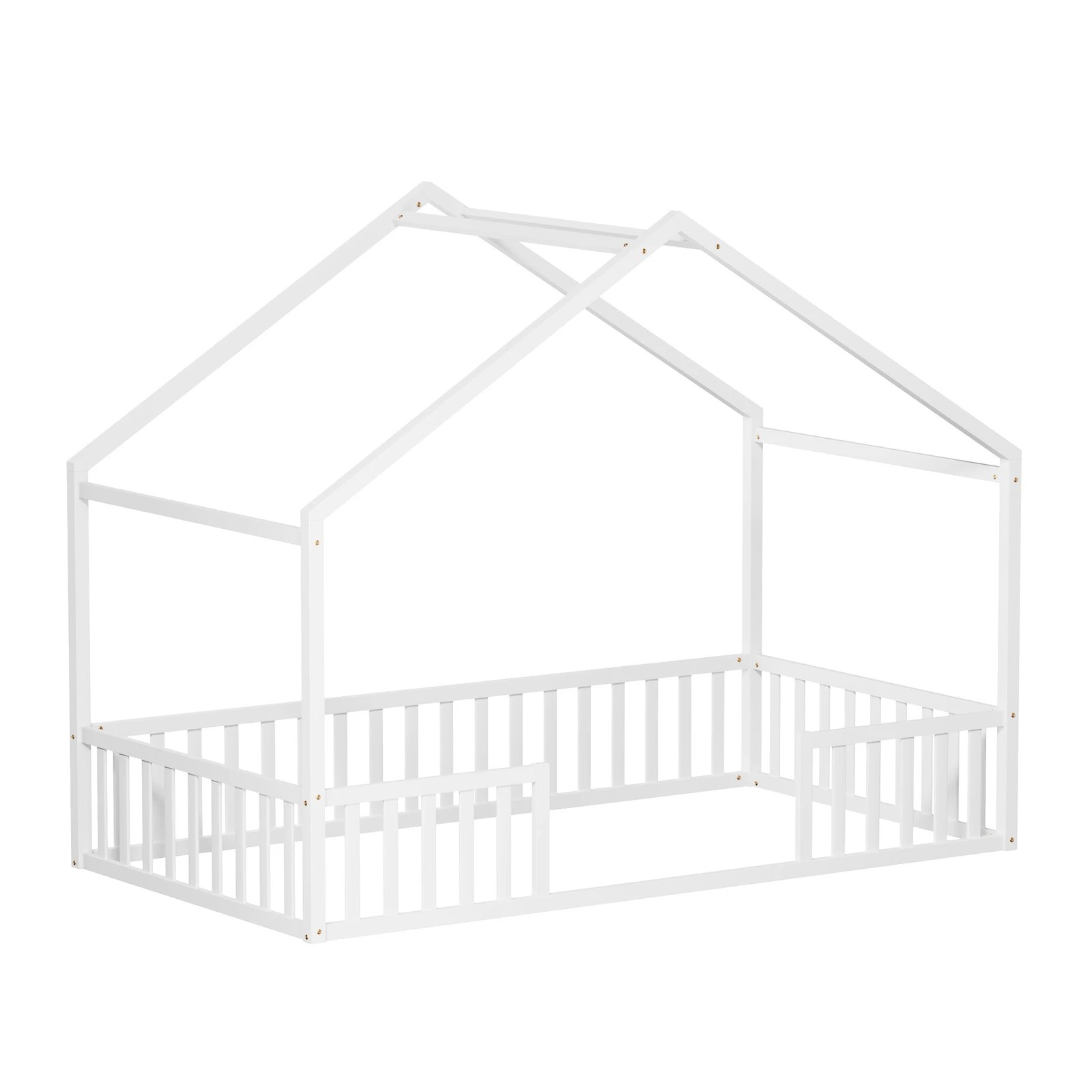 7 Oikiture King Single House Bed Kids Wooden Bed Frame - White, 7 of 10
