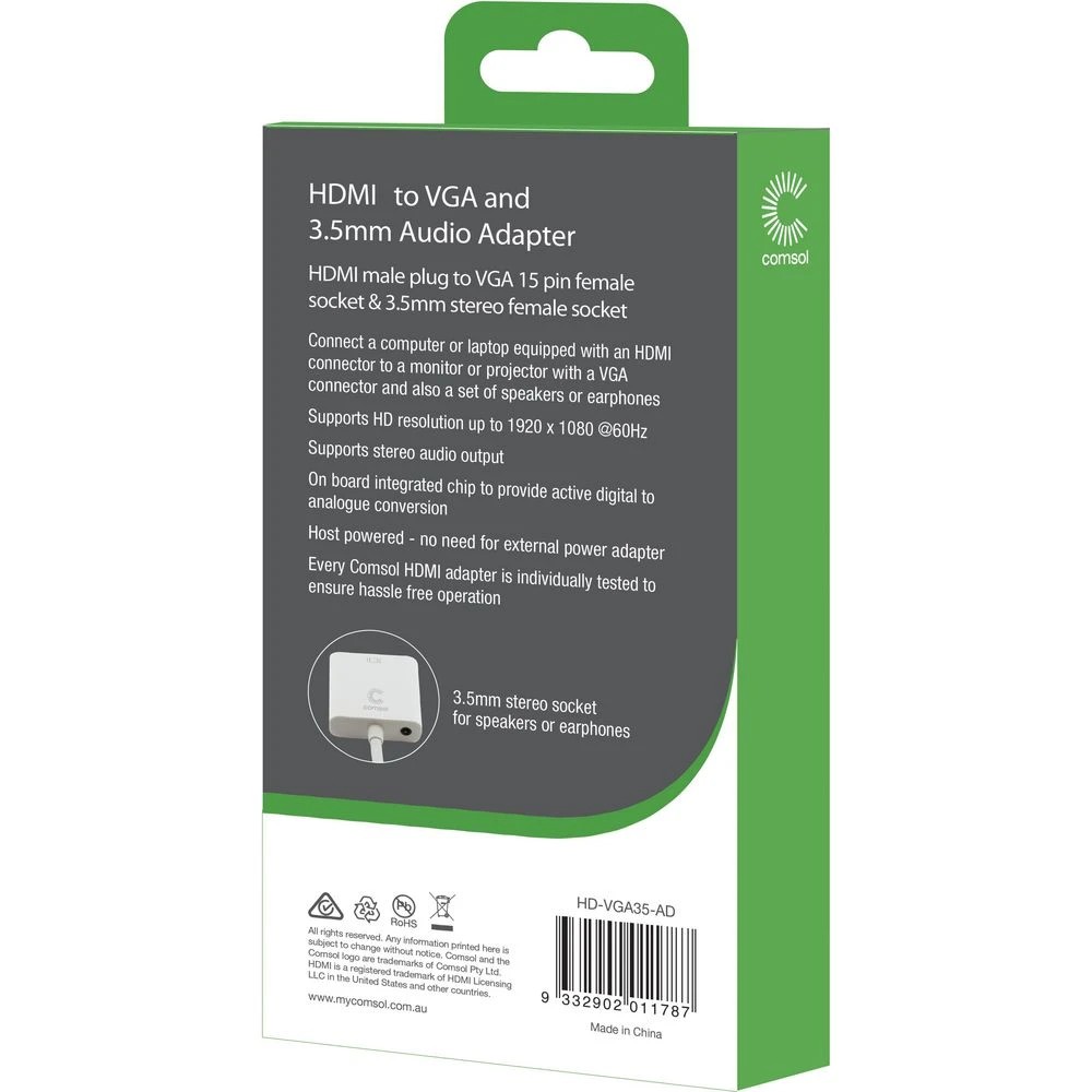 4 Comsol Male HDMI to Female VGA and 3.5mm Audio Adaptor, 4 of 5