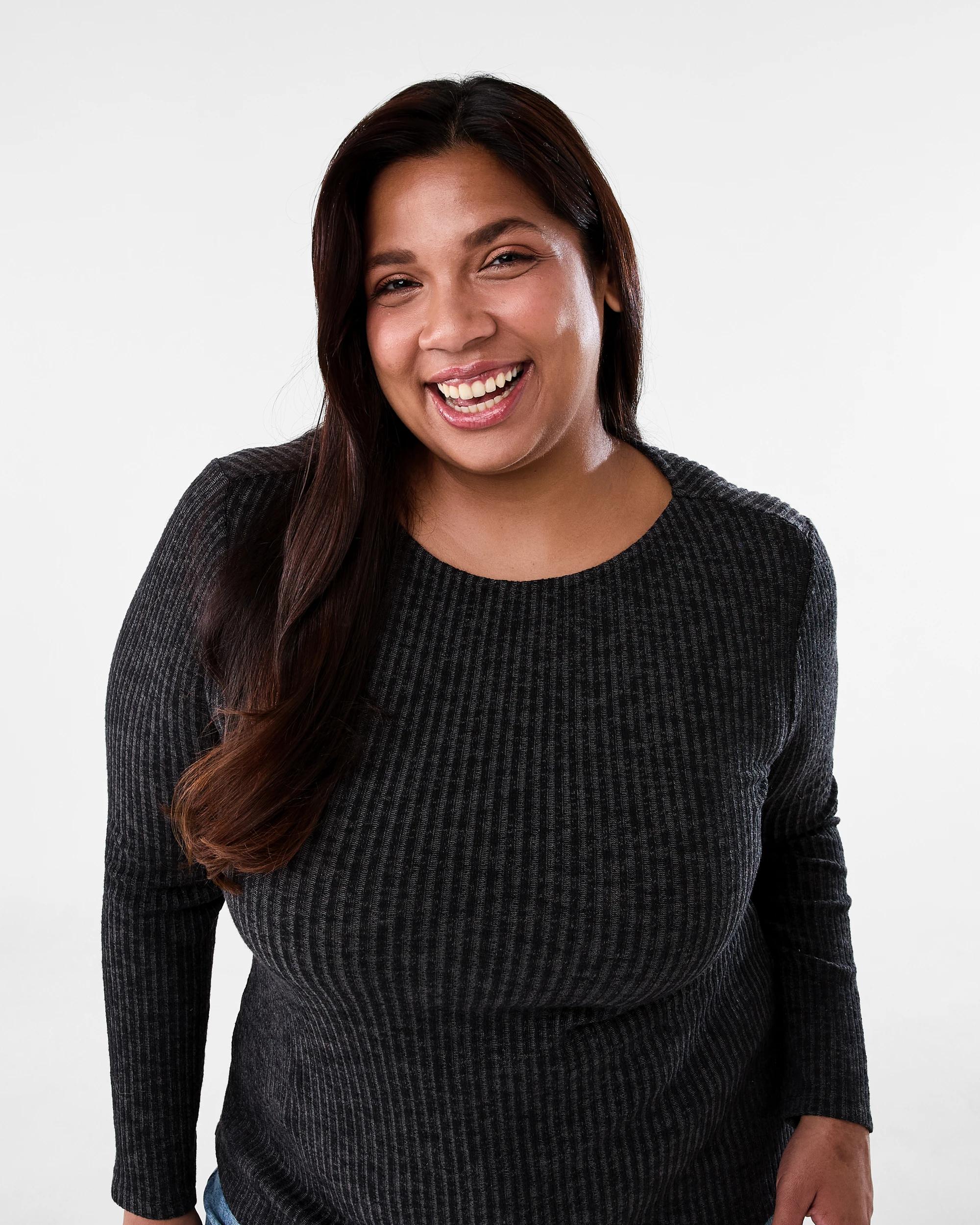 4 Curve Long Sleeve Boat Neck Top Gry Chmrle, 4 of 5