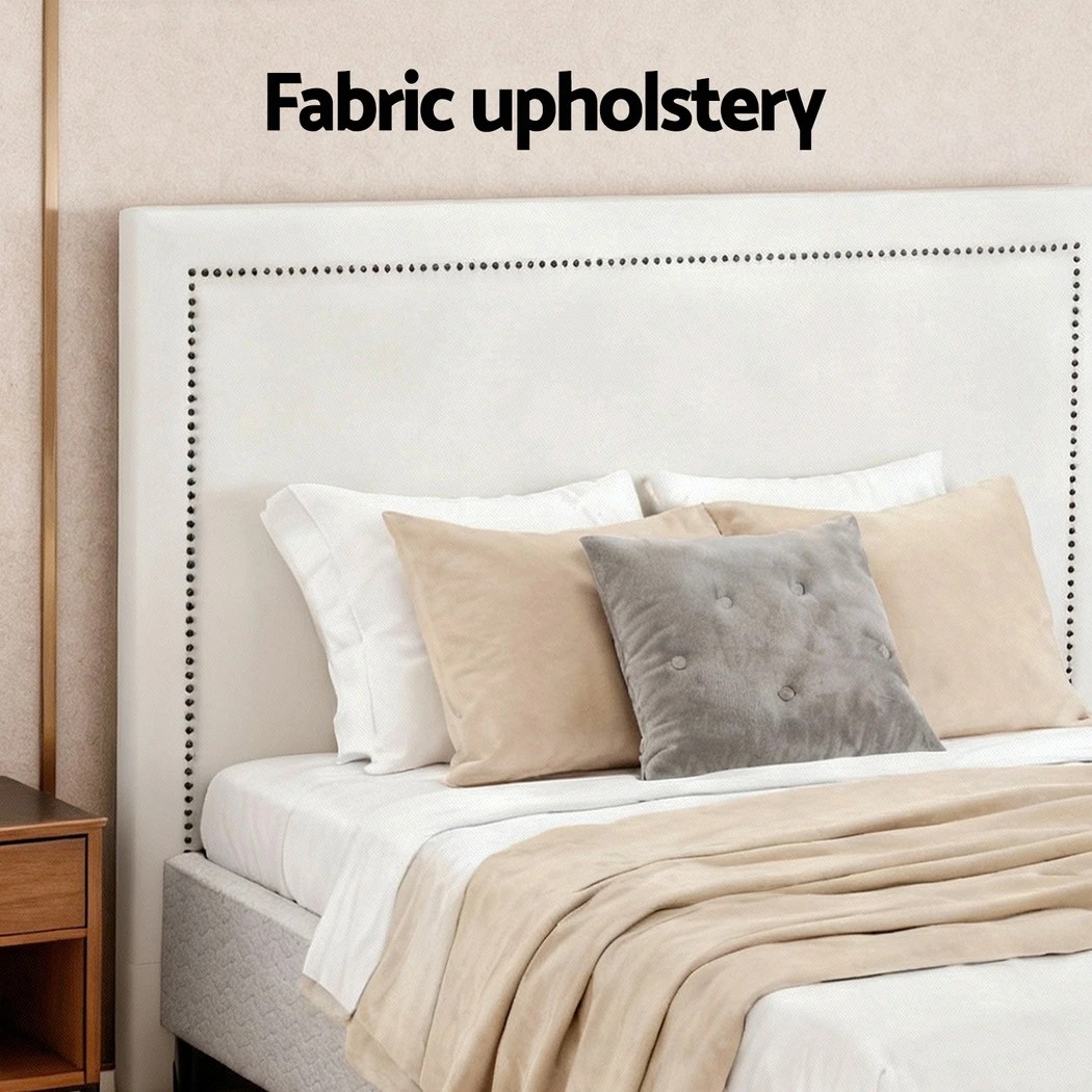 4 Artiss Queen Bed Frame with Headboard Platform Bed Base   Fabric - Multi, 4 of 6