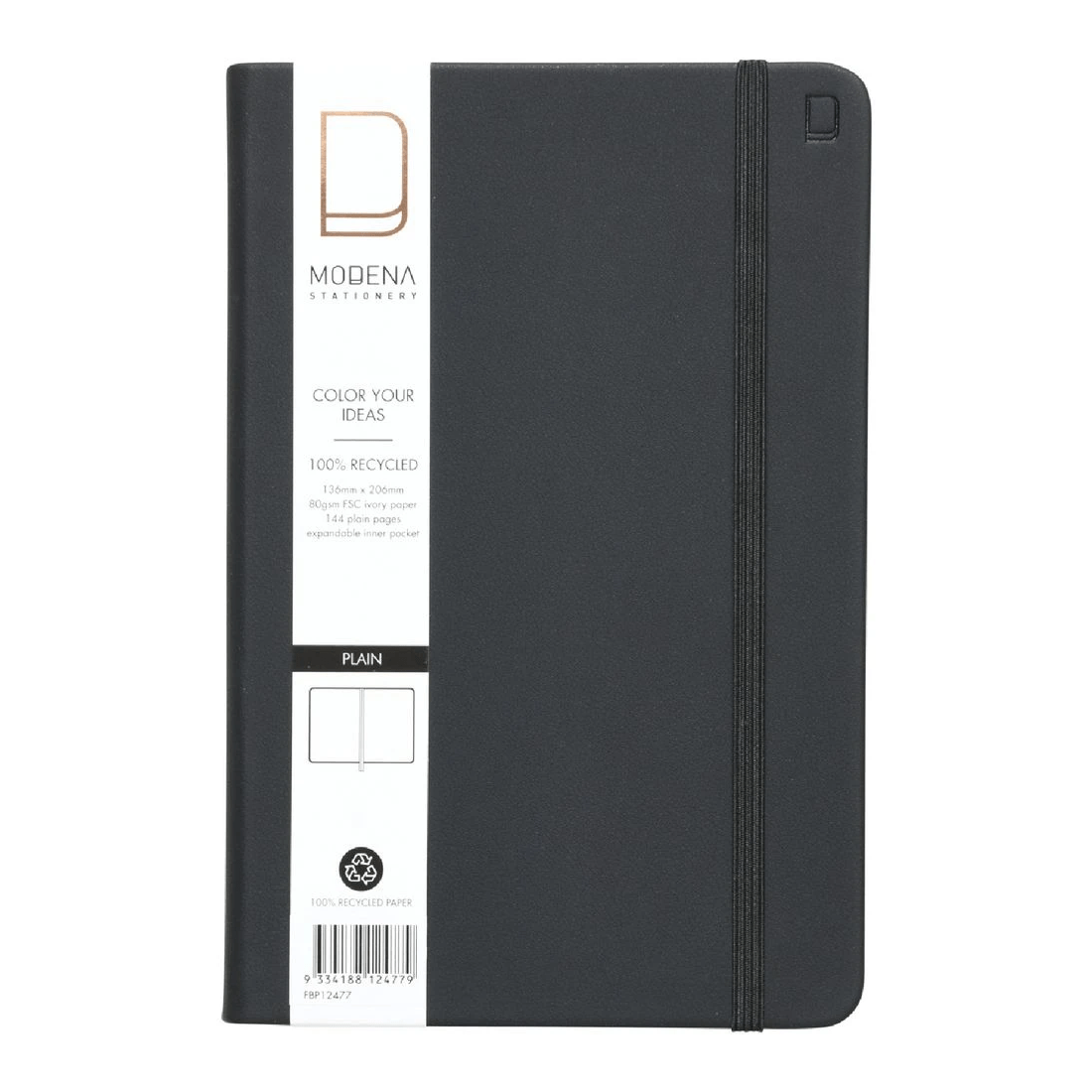 1 Modena A5 PU Plain Notebook Black, 1 of 5