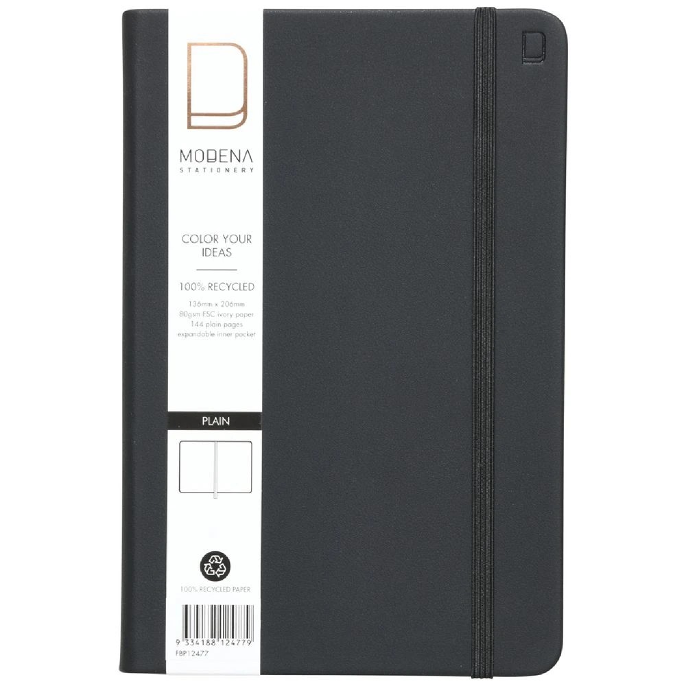 1 Modena A5 PU Plain Notebook Black, 1 of 5