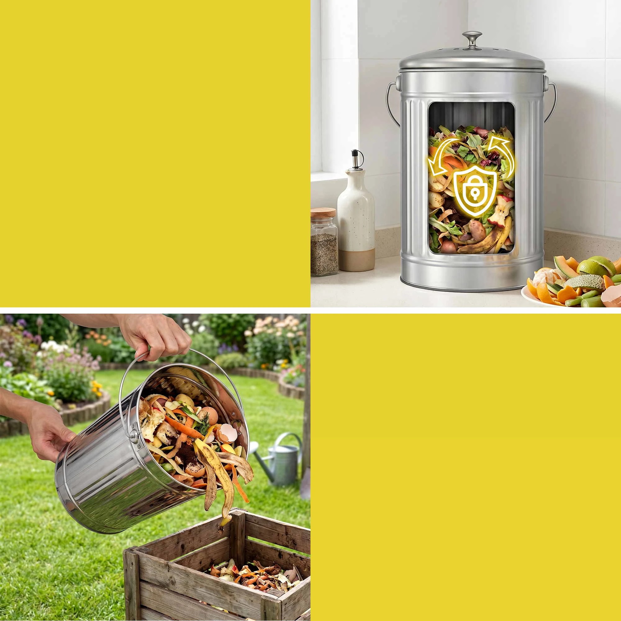 5 Gardeon Kitchen Compost Bin 6L Food Waste Bin - Silver, 5 of 8