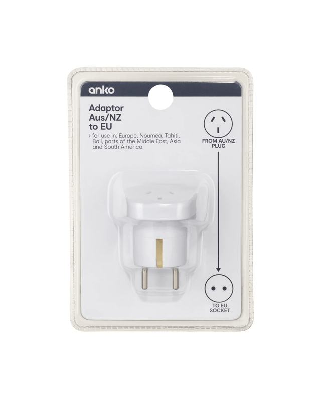 Adaptor - AU/NZ Plug to EU Socket - Double Round 