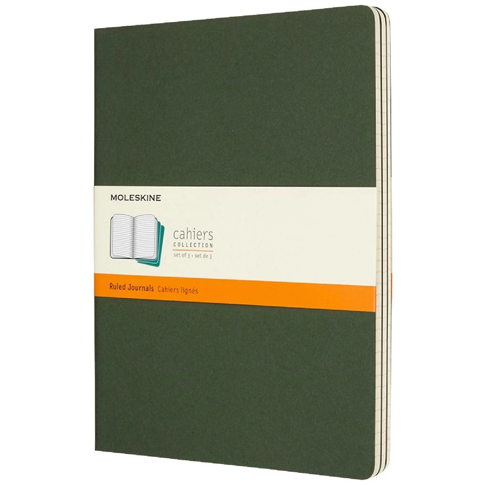 1 Moleskine Cahier Notebook Ruled Extra Large Green 3 Pack, 1 of 7