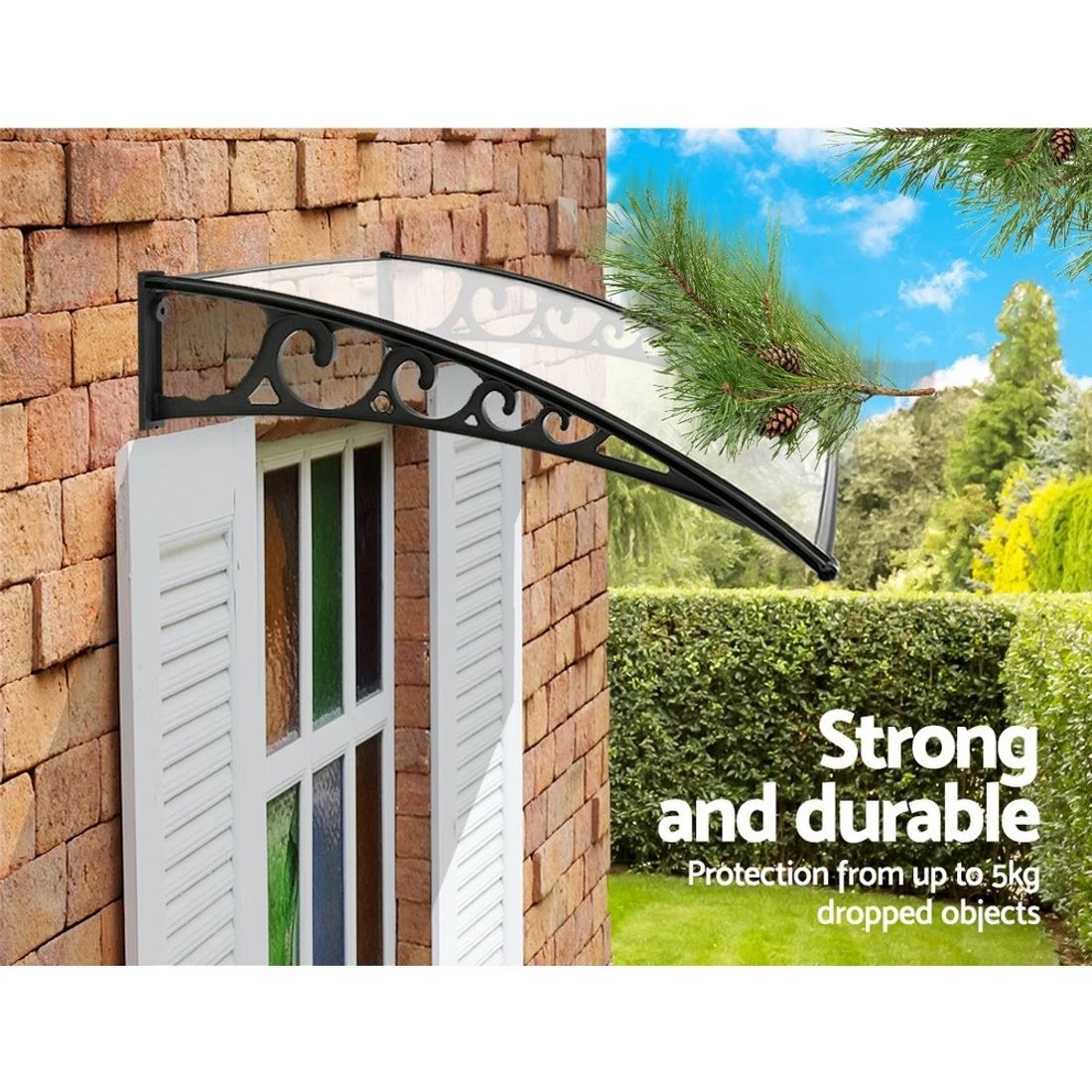 3 Instahut Window Door Awning 1mx1.2m Transparent - Clear, 3 of 7