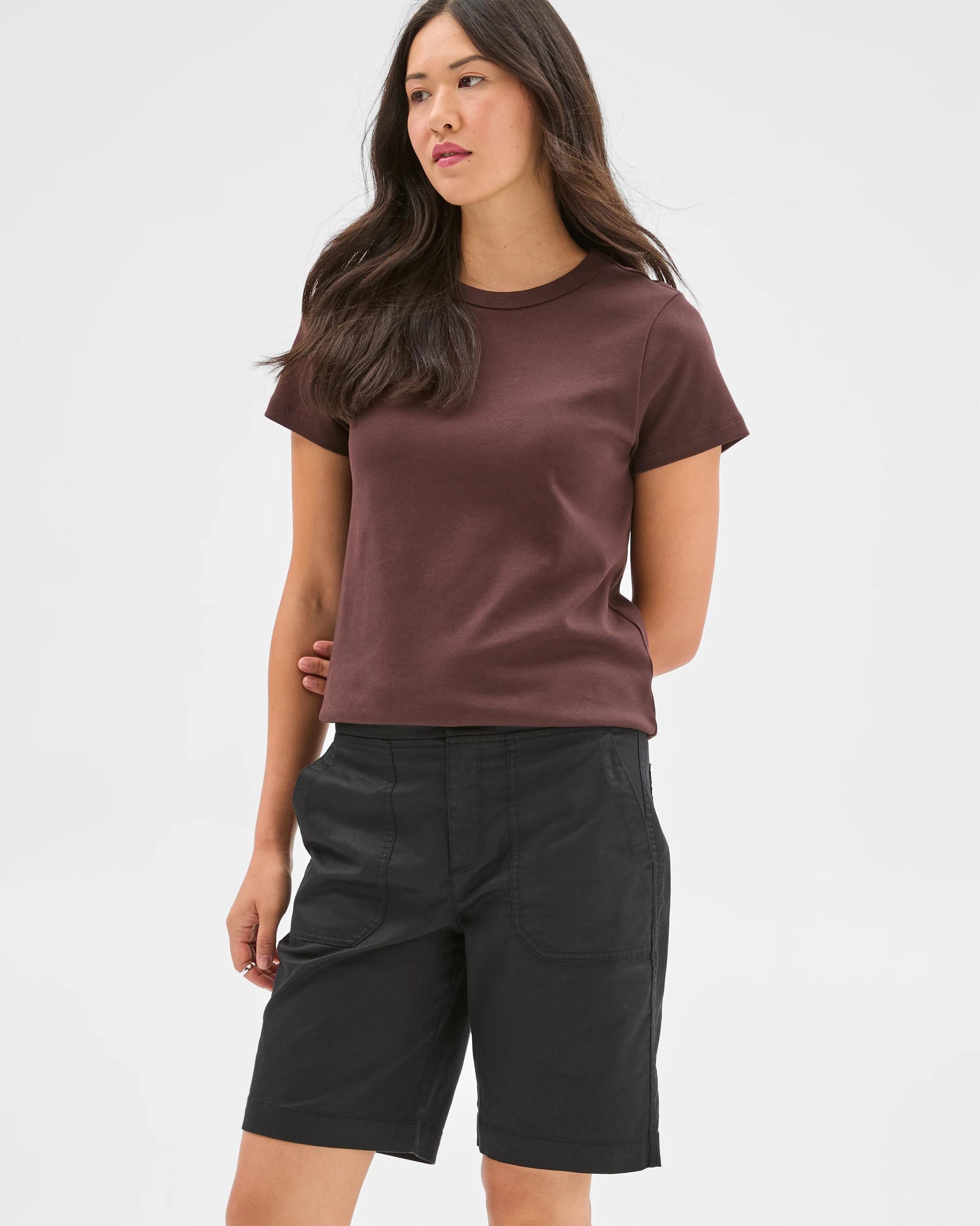 4 Target Woman Australian Cotton Blend Rib Waist Shorts BLACK, 4 of 7