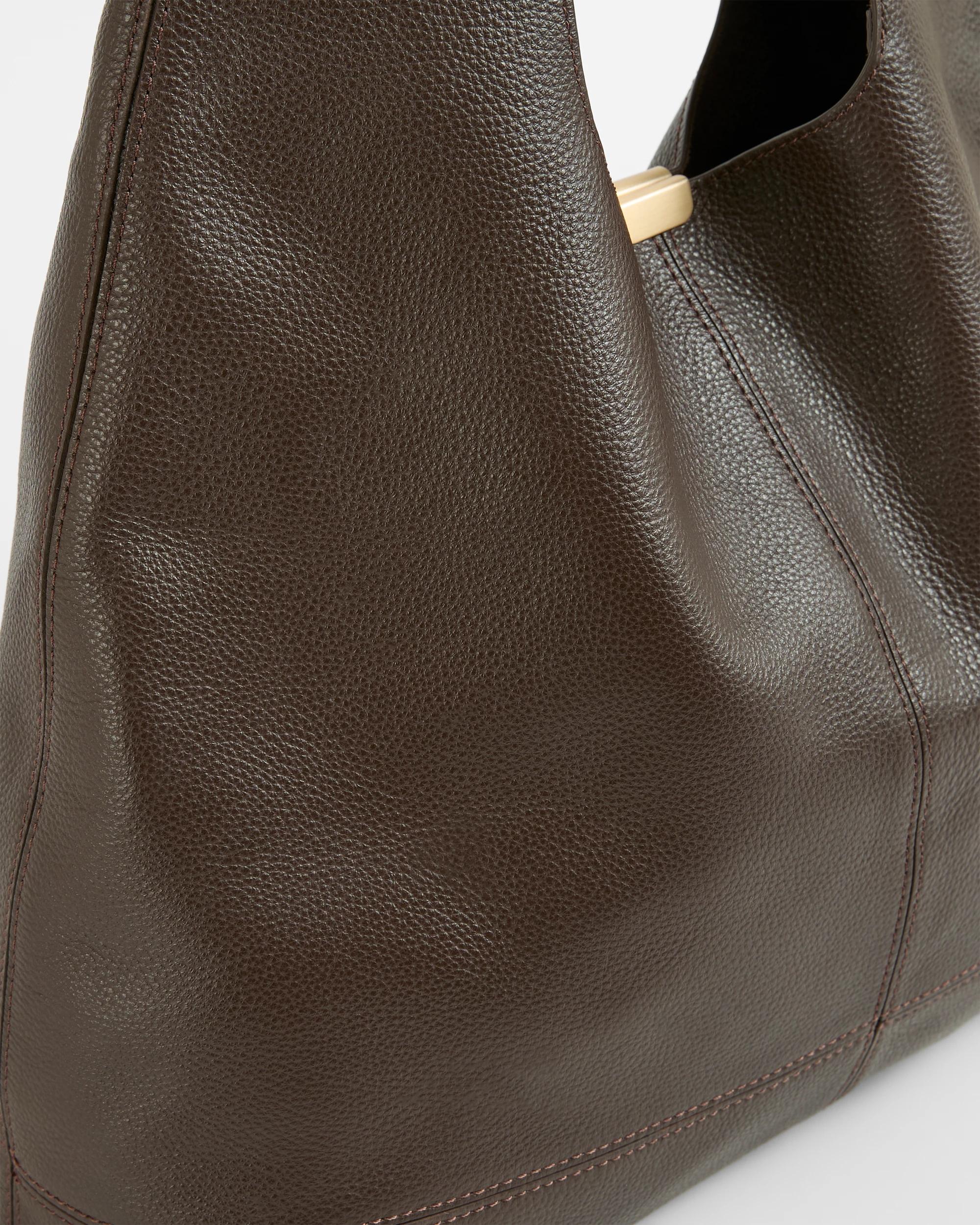 2 Target Woman Genuine Leather Slouch Shoulder Bag CHOCOLATE, 2 of 2