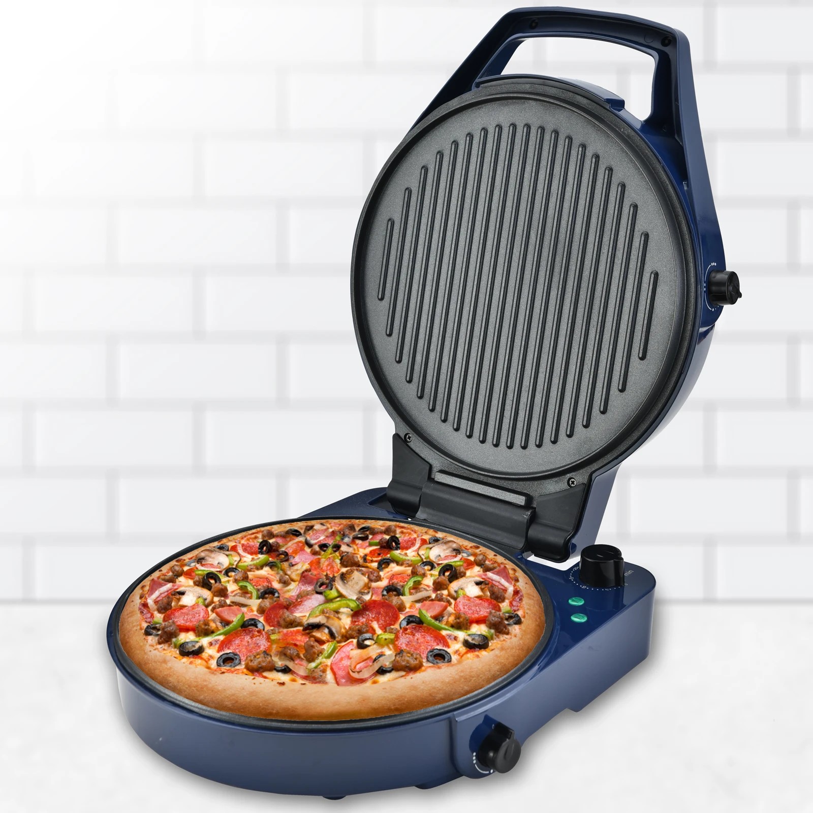 5 TODO 1800W Electric Pizza Maker Pizza Oven Dual Temperature Control Flat Grill - Blue, 5 of 5