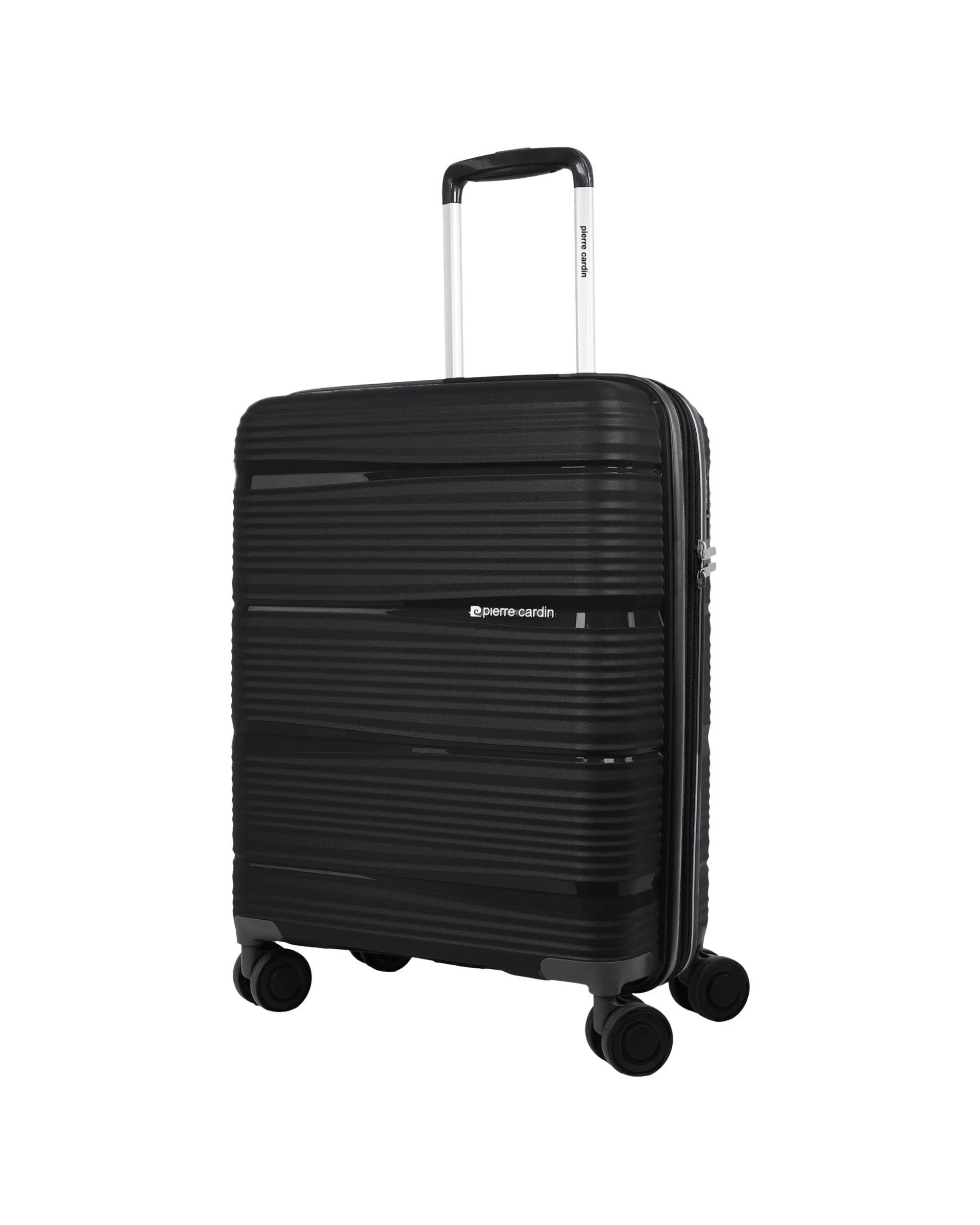 3 Pierre Cardin 2pc Polypropolene (PP) Medium & Cabin Luggage Suitcase Set - Black, 3 of 7