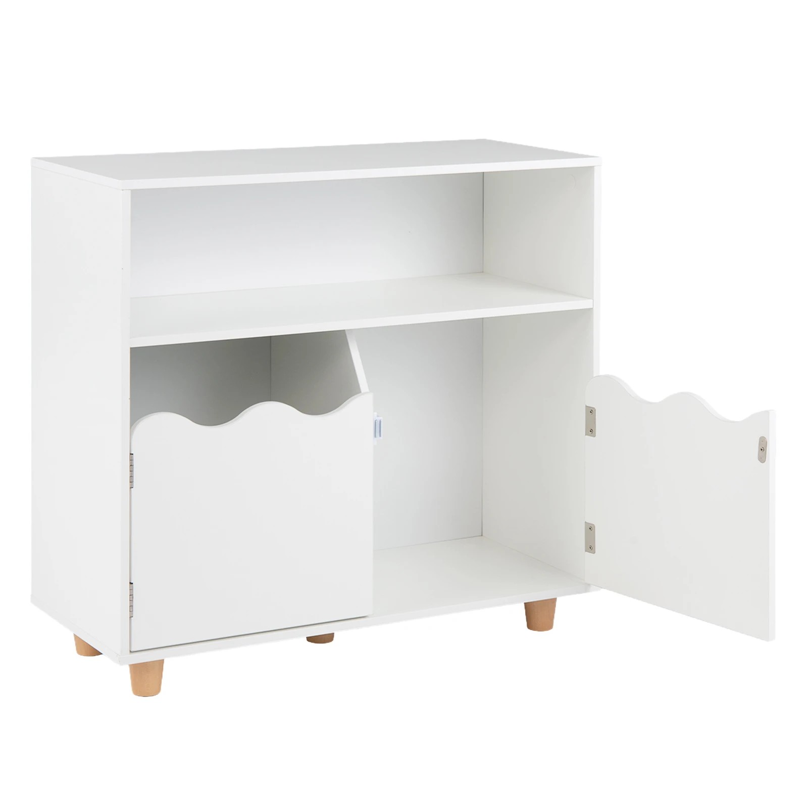 1 Costway Kids Bookshelf Bookcase Toy Storage Organizer 2-Door Cabinet - White, 1 of 5
