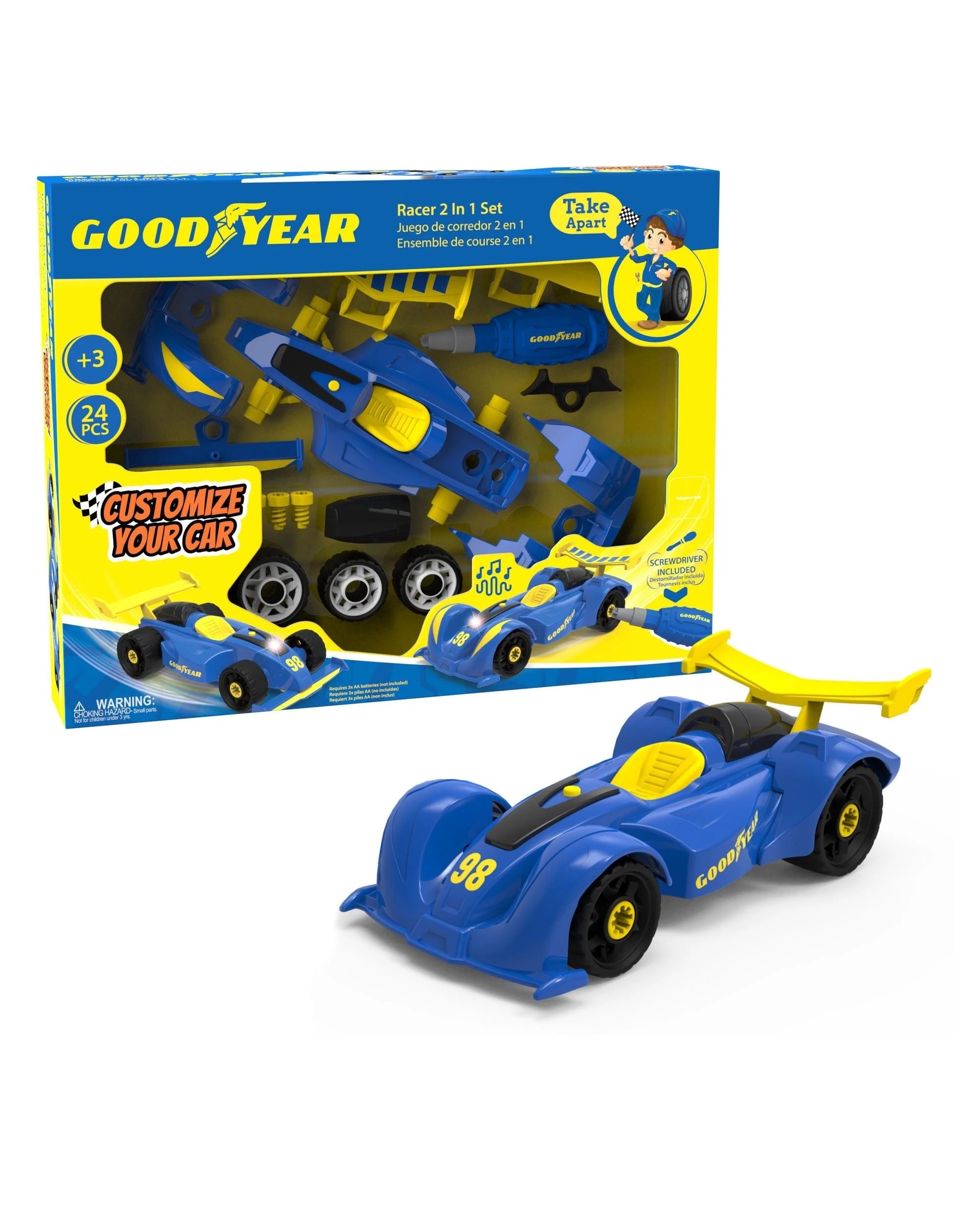 1 Goodyear 24 Piece Take Apart Vehicle Racer 2 in 1 Set, 1 of 3