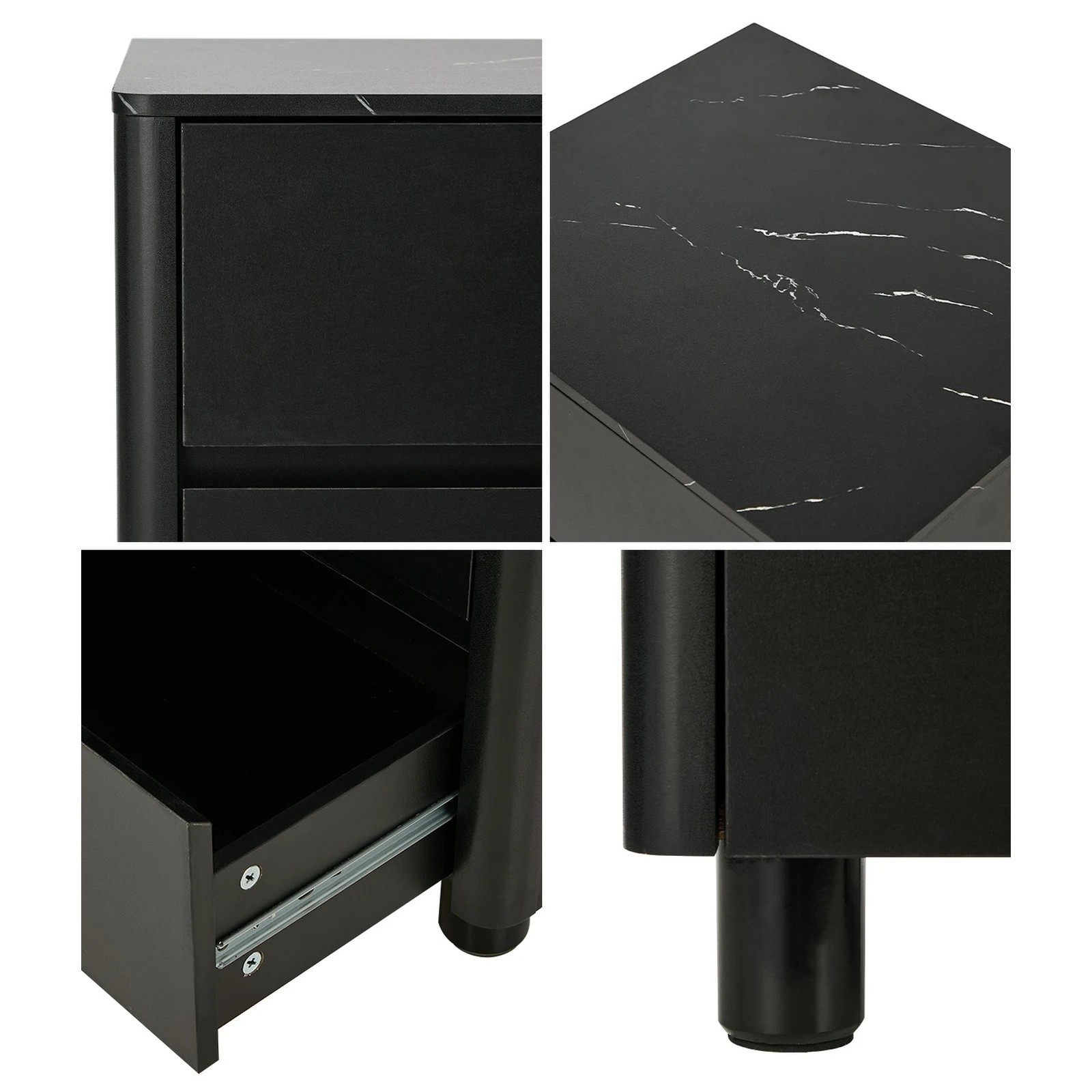 5 Oikiture 2x Bedside Table 2 Drawers Storage Cabinet Nightstand Side Table - Black, 5 of 9