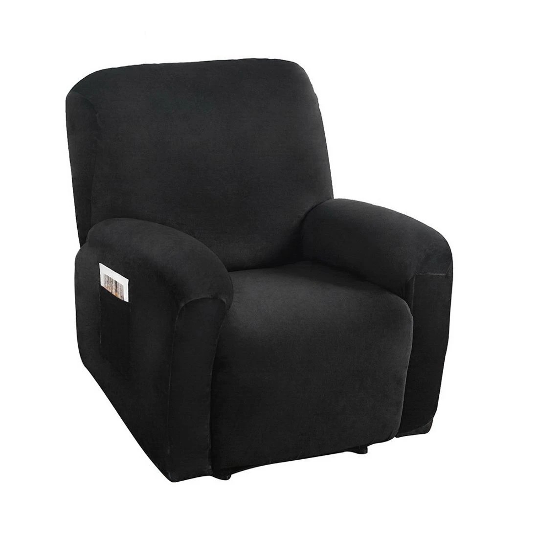 1 Artiss Recliner Chair Covers 1 Seater Velvet - Black, 1 of 6