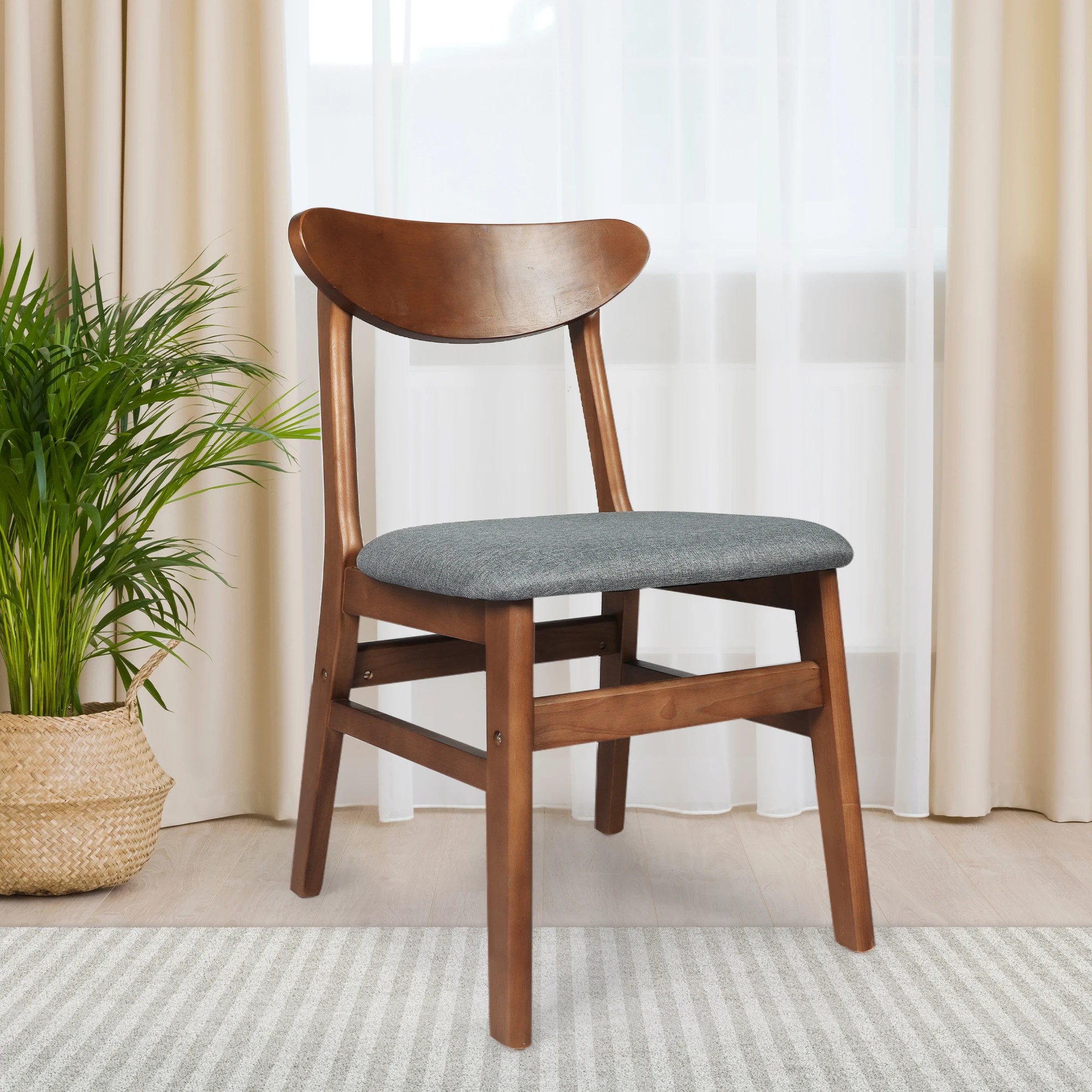 7 Levede 1 Set Of 6 Rubberwood Dining Chairs - Walnut, 7 of 7