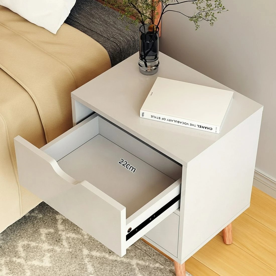 4 Artiss 2X Bedside Table 2 Drawers - BODEN - White, 4 of 7