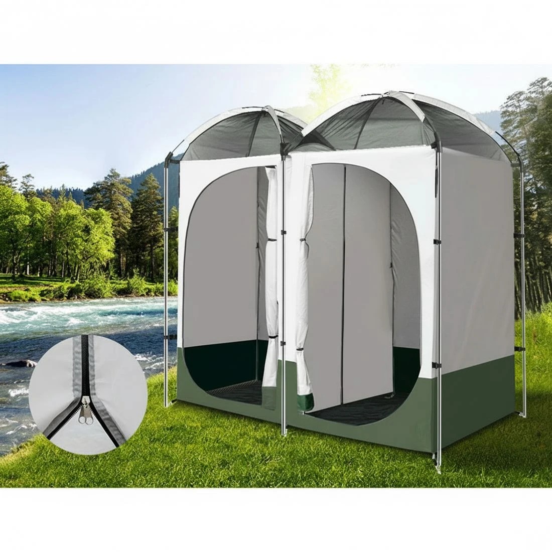 5 Weisshorn Double Camping Shower Toilet Tent Outdoor Portable Change Room - Multi, 5 of 7