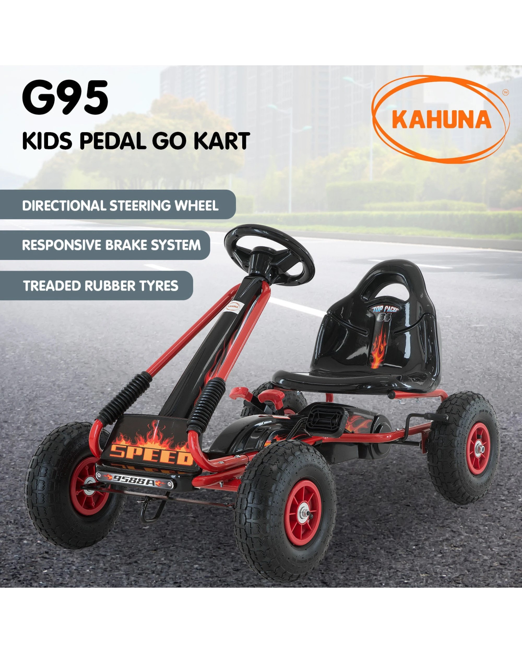 2 Kahuna G95 Kids Ride On Pedal-powered Go Kart - Red, 2 of 10