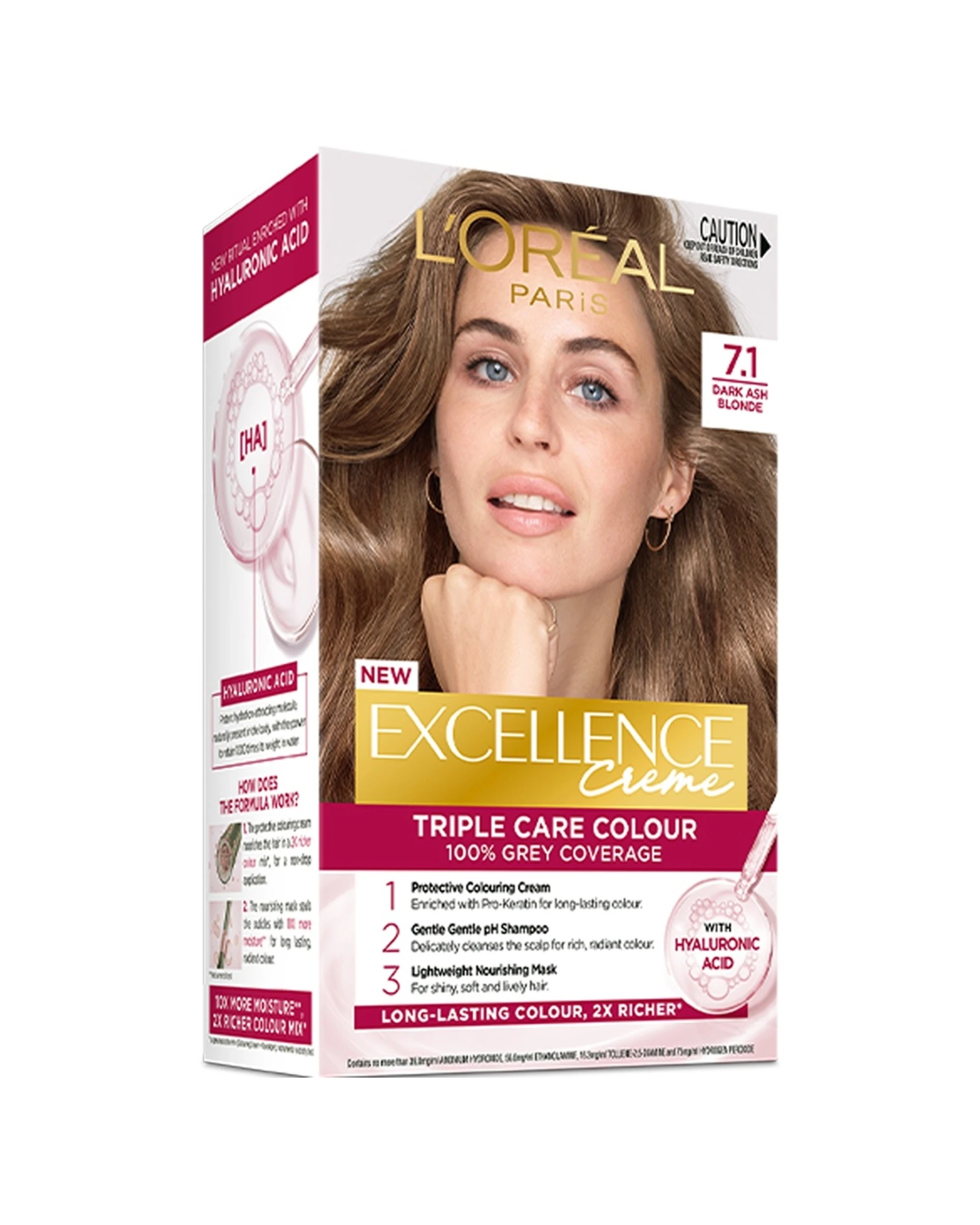 1 Loreal Excellence Crème 7.1 Dark Ash Blonde Hair Colour, 1 of 1