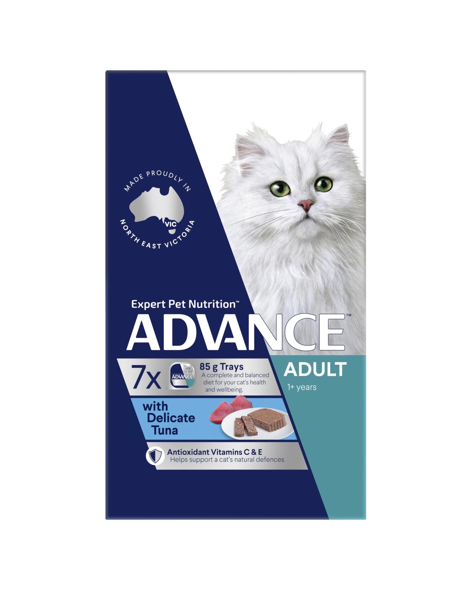3 Advance Adult 1+ Wet Cat Food w/ Delicate Tuna 7 x 85g, 3 of 3