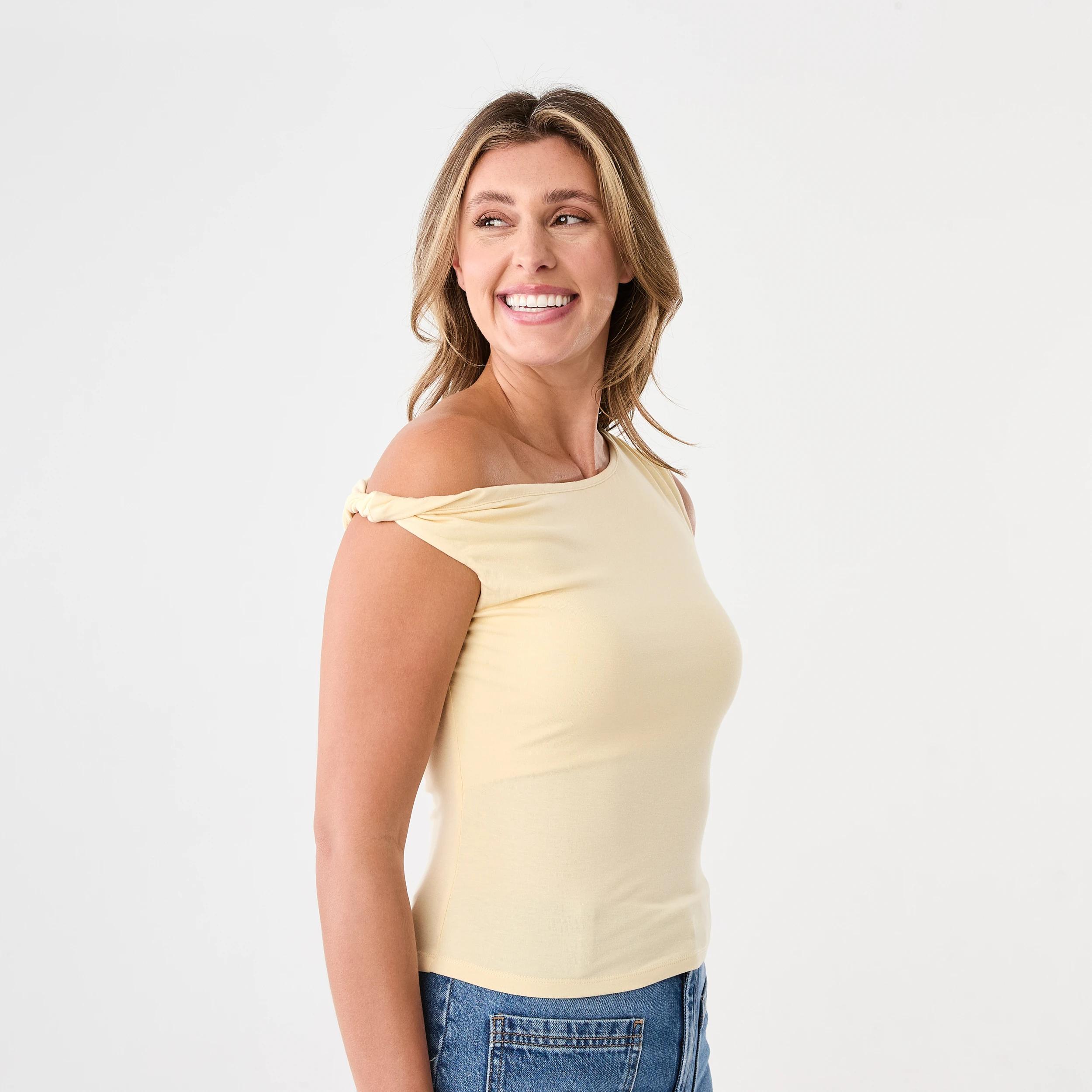 2 Sleeveless Twist Detail Top Fln Yellow, 2 of 6