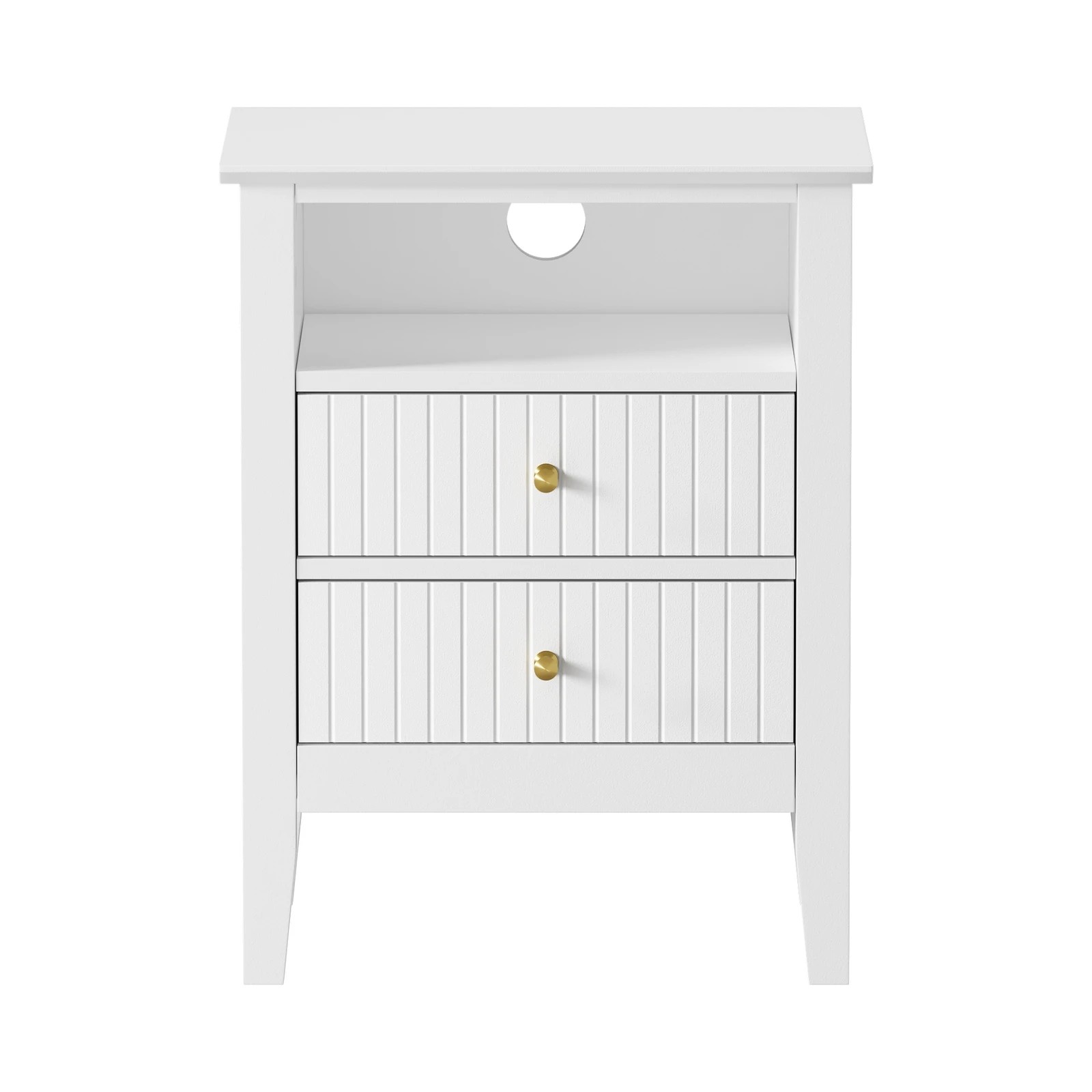 7 Oikiture Bedside Table Nightstand 2 Drawer with Shelf Storage Cabinet - White, 7 of 9