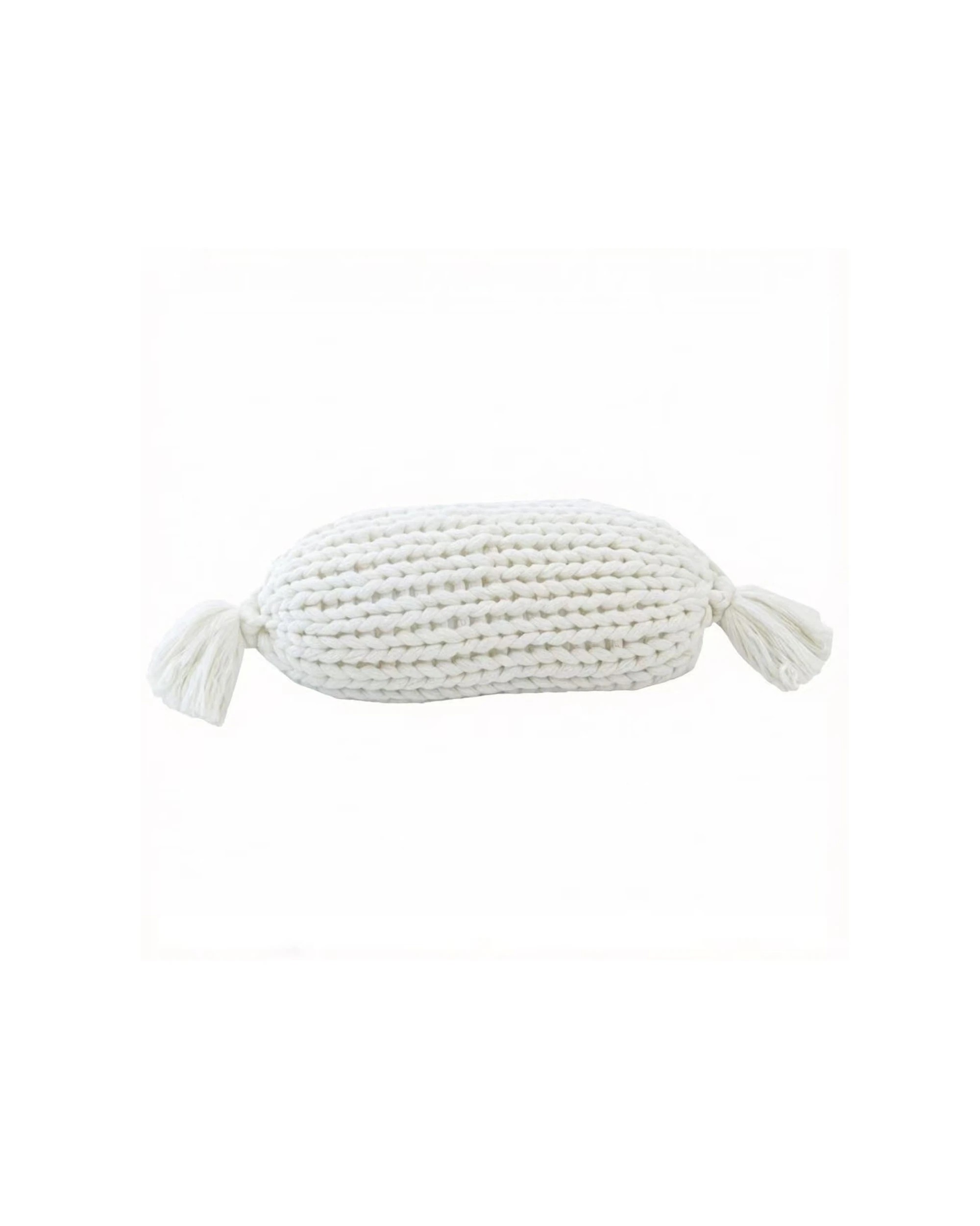 1 Cotton More Hand Knitted Acrylic Sofa Bed Cushion Breakfast Pillow 50x20cm - White, 1 of 3
