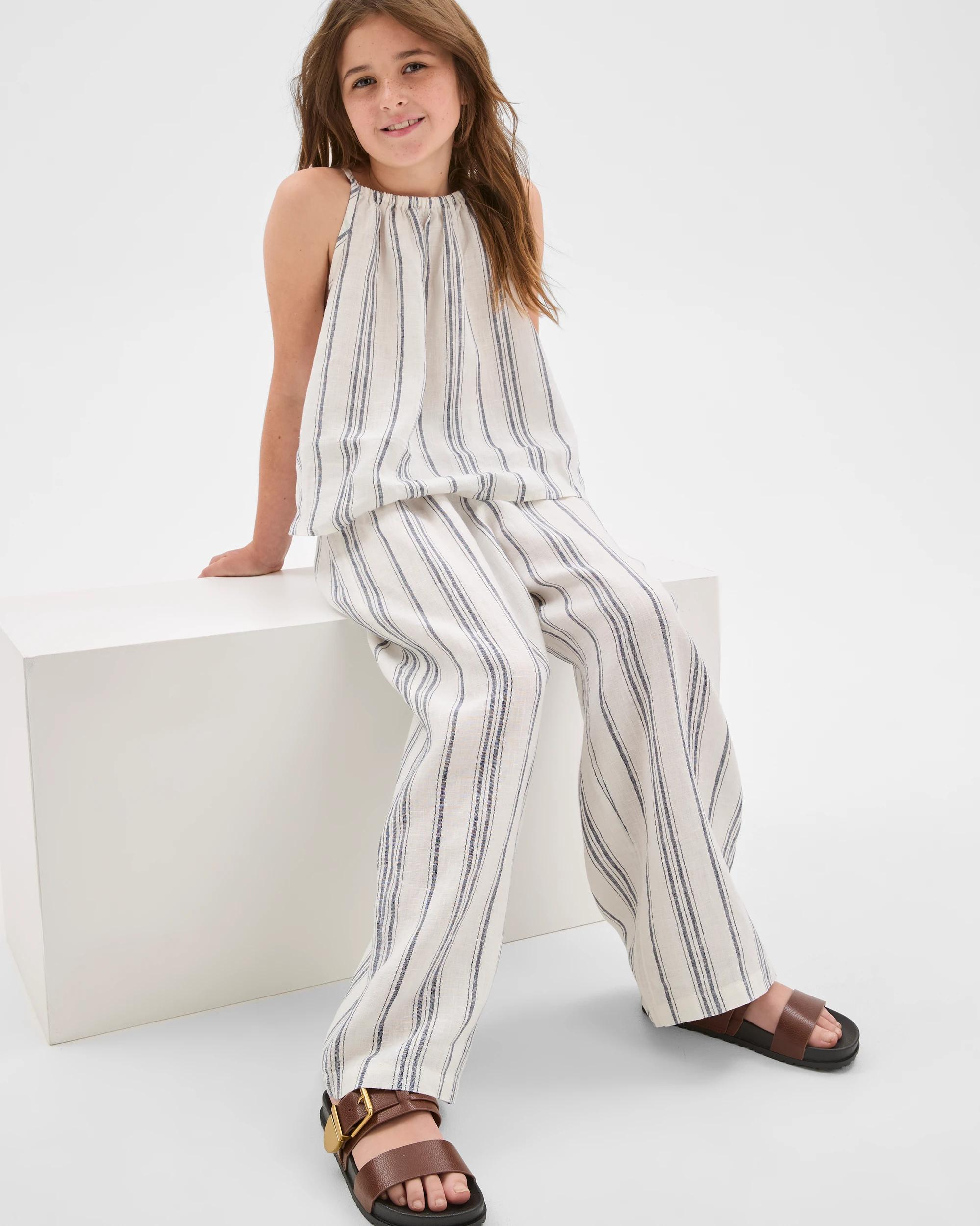 3 Target Kids European Linen Wide Leg Pants STRIPE, 3 of 6