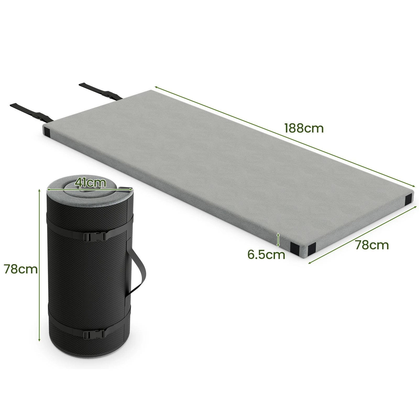 2 Costway Foldable Memory Sponge Camping Mattress Indoor Outdoor Sleeping Mat w/Cushion Roll up, 2 of 2
