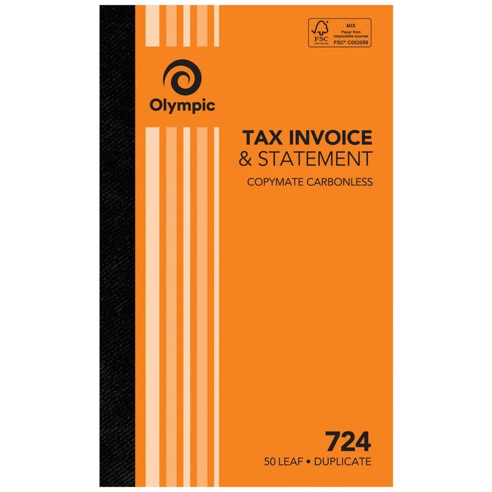 1 Olympic No.724 Carbonless Duplicate Invoice/Statement Book, 1 of 2