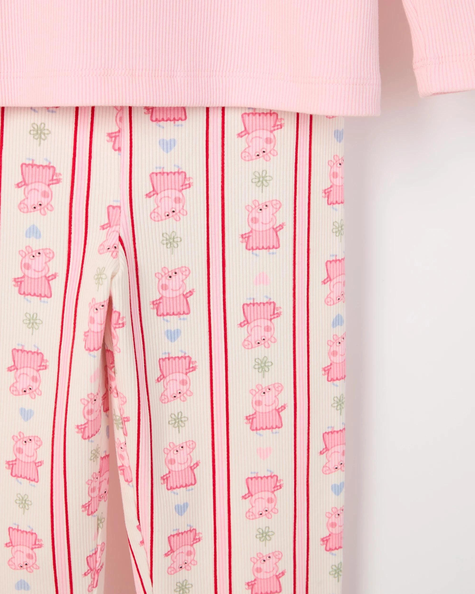 7 Peppa Pig Australian Cotton Younger Girls Rib Pyjama Set PEPPA, 7 of 8