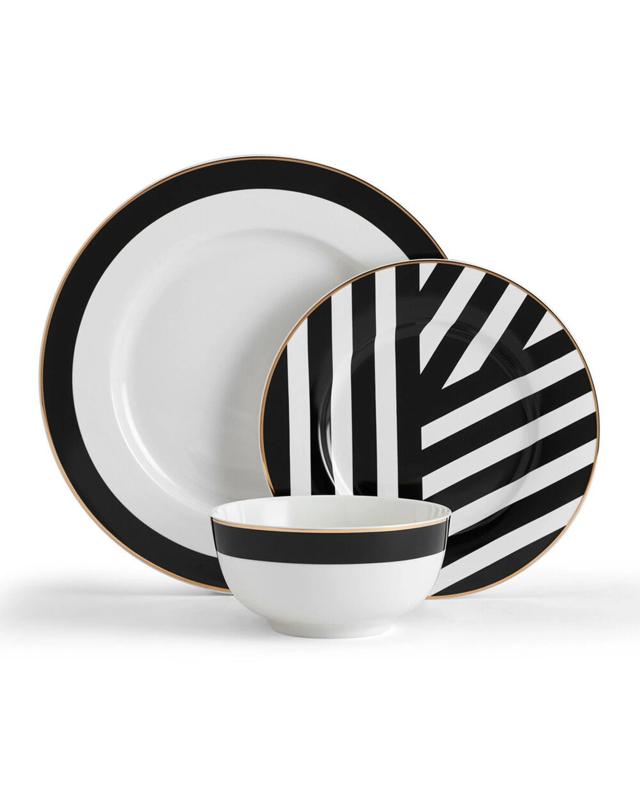 Mikasa Luxe Deco 12pc China Dinner Bowls Plates Set - M