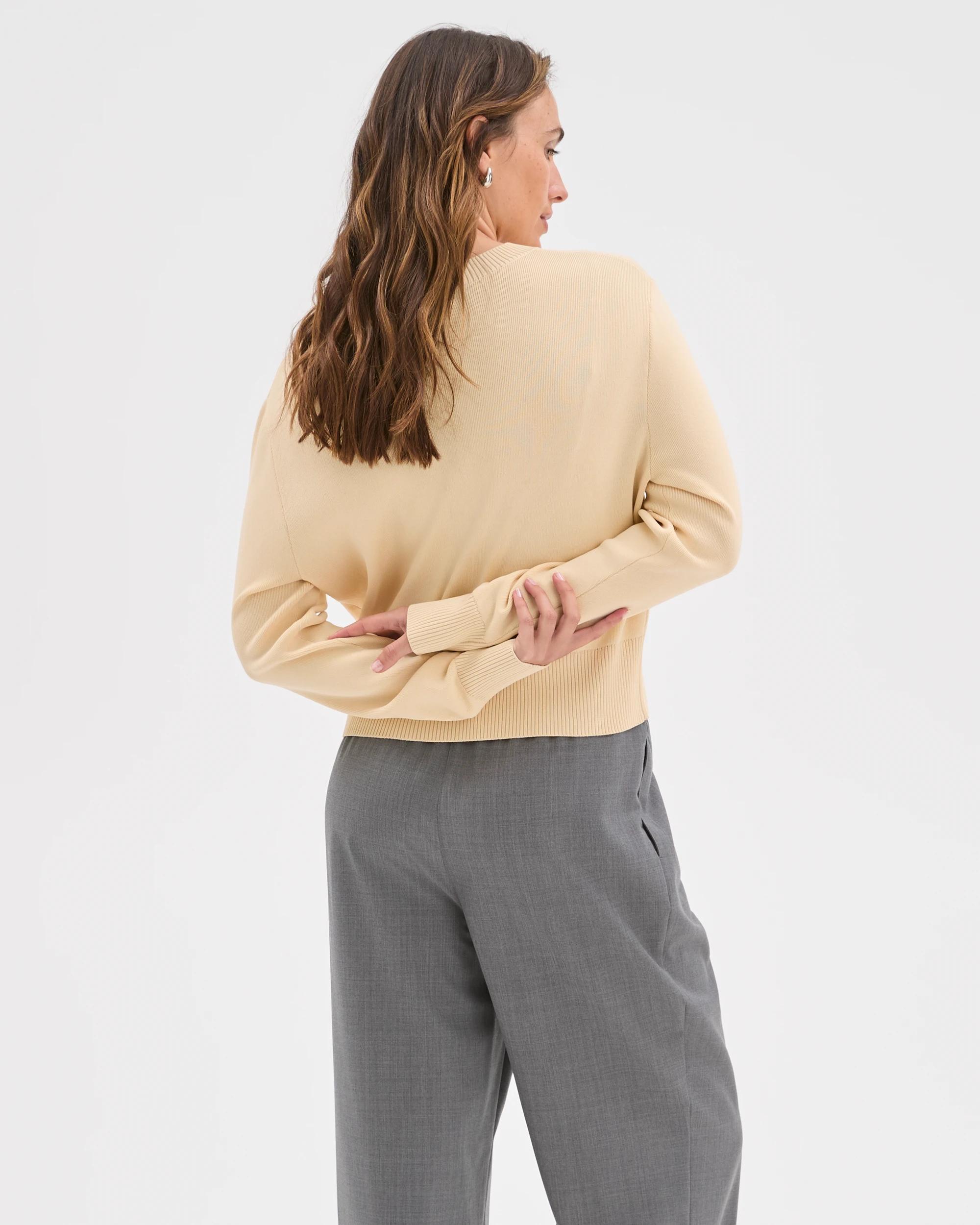 6 Preview Crepe Knit Core Cardigan PARCHMENT, 6 of 6