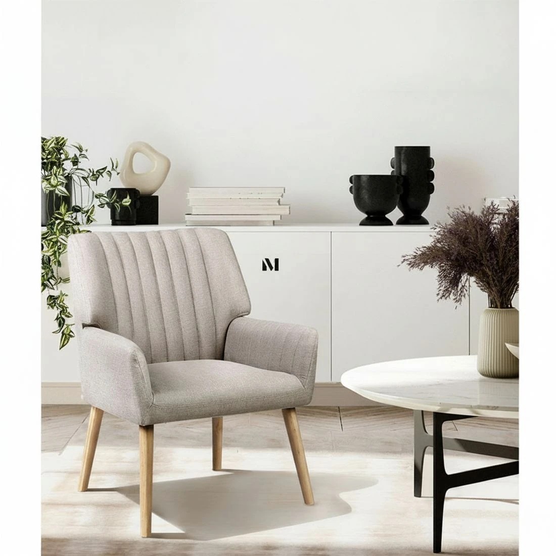 6 Artiss Armchair Fabric  Sebastini - Beige, 6 of 6