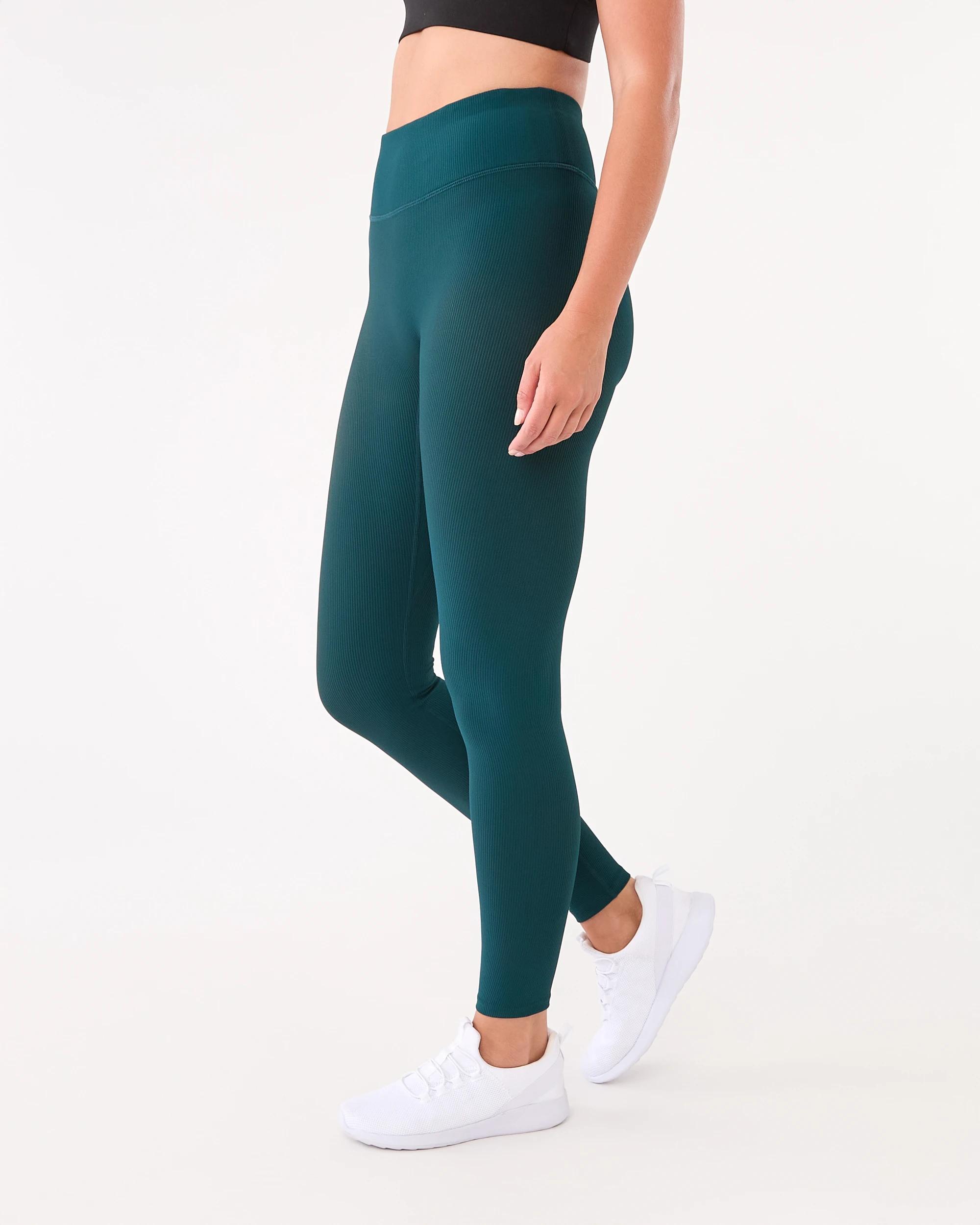 2 Active Womens Ribbed Leggings Deep Teal, 2 of 5