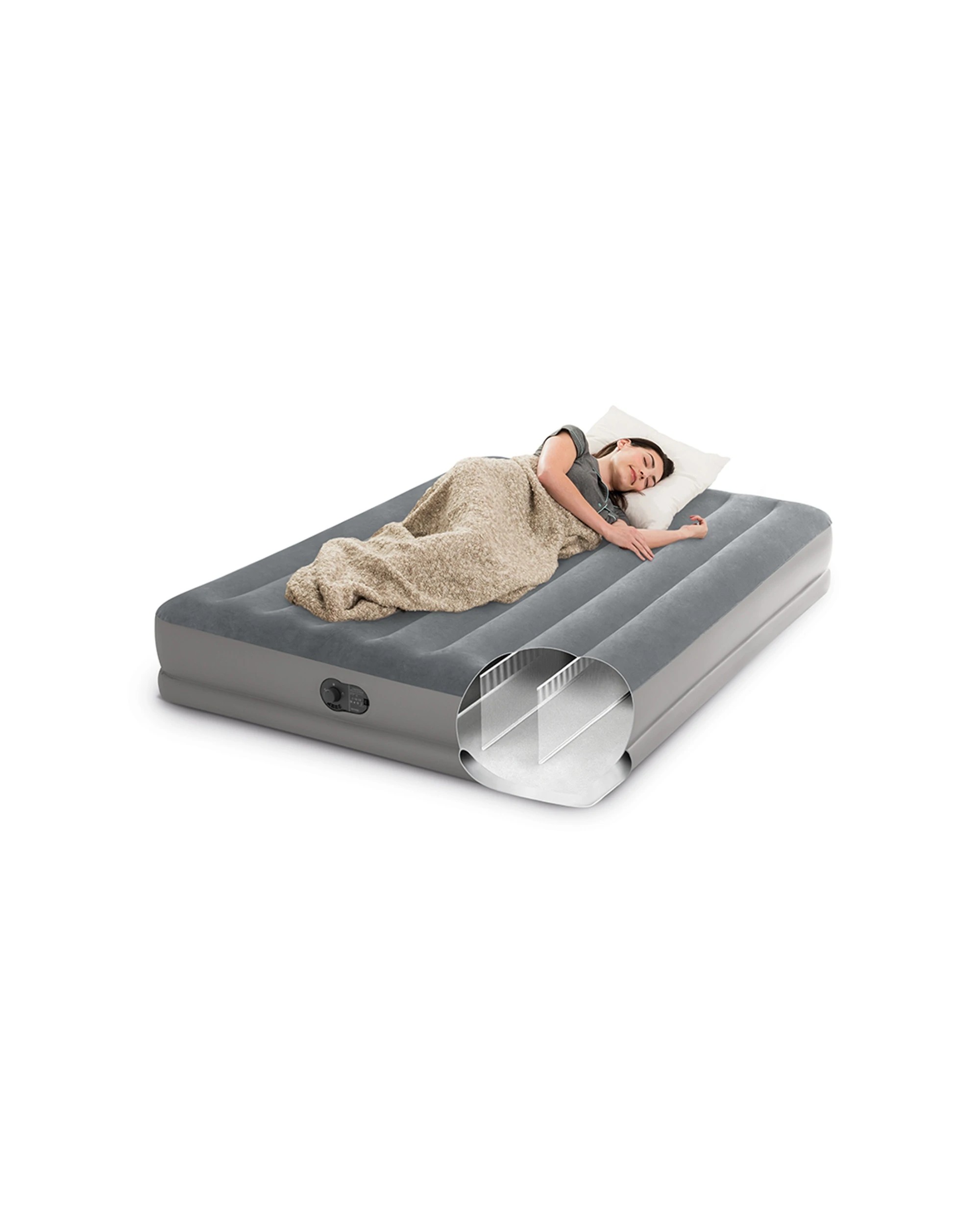5 Intex Dura-Beam Prestige Inflatable Airbed w/ Built-In USB Pump - Queen Bed - Grey, 5 of 7