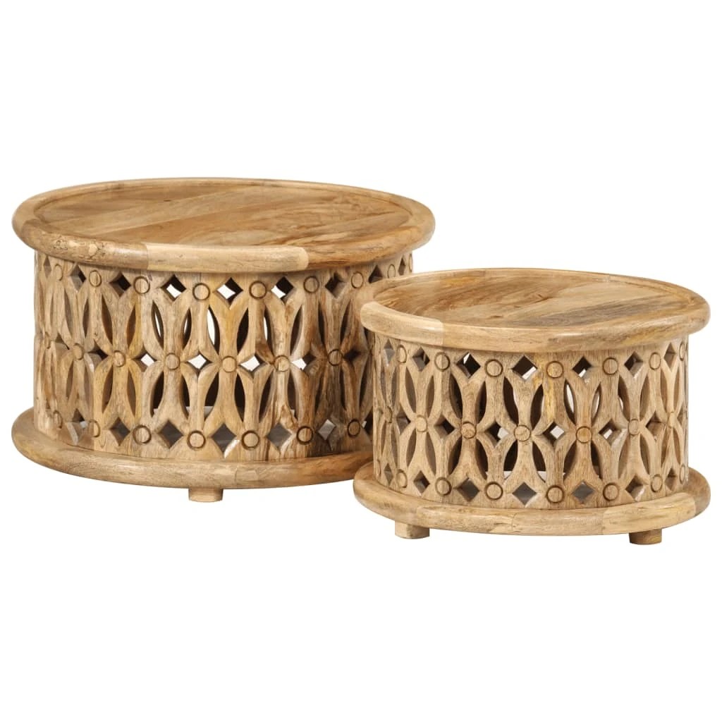 8 Vidaxl 2 Piece Coffee Table Set Solid Wood Mango - Brown, 8 of 10