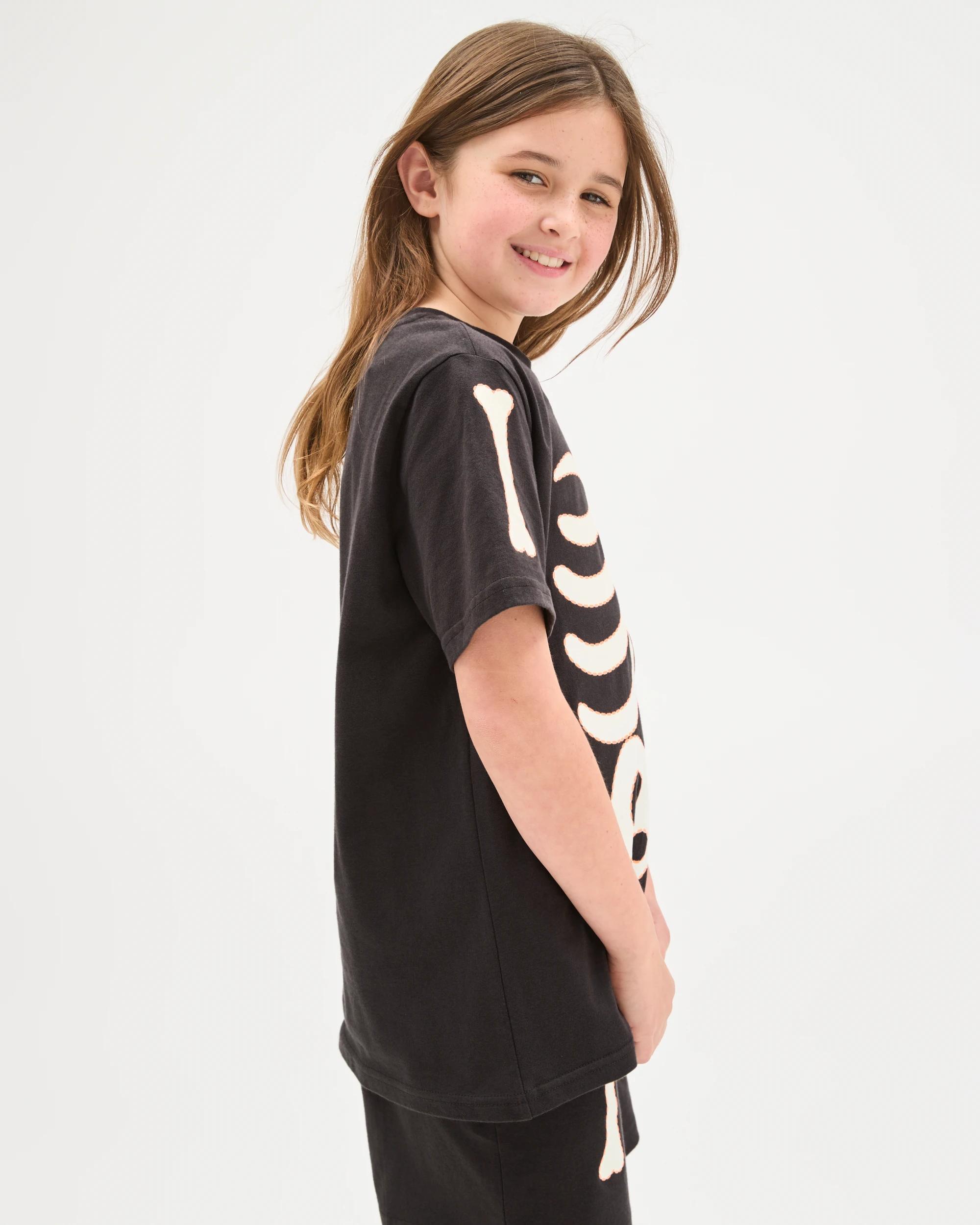 7 Target Kids Sibling Matching Organic Cotton Older Kids Pyjama Set BLACK SKELETON, 7 of 9
