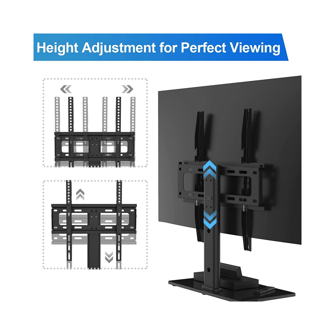 10 Universal Table Top Tv Stand With Bracket Adjustable Height For 37-55 Inch Various Vesa Black, 10 of 10