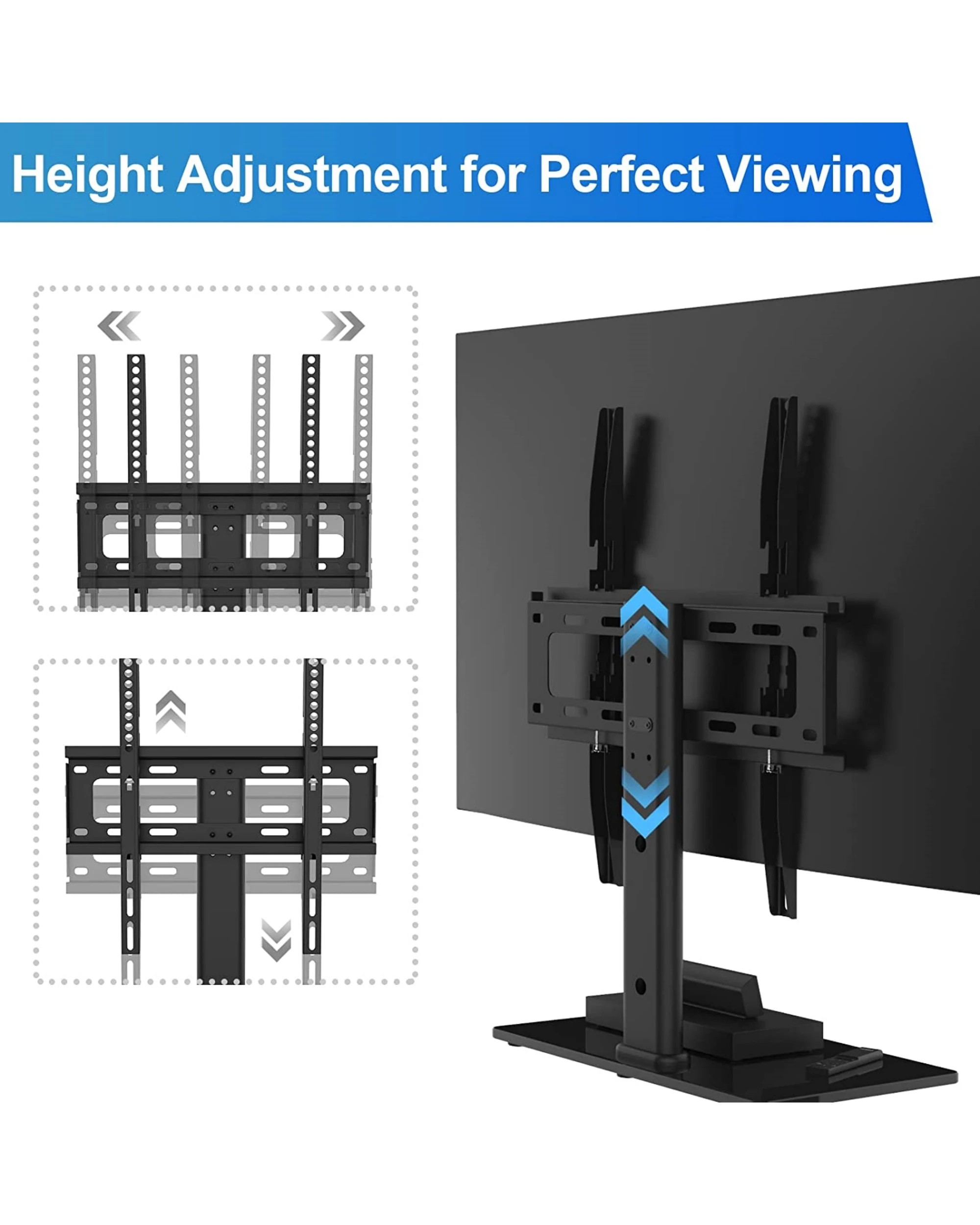 10 Universal Table Top Tv Stand With Bracket Adjustable Height For 37-55 Inch Various Vesa Black, 10 of 10