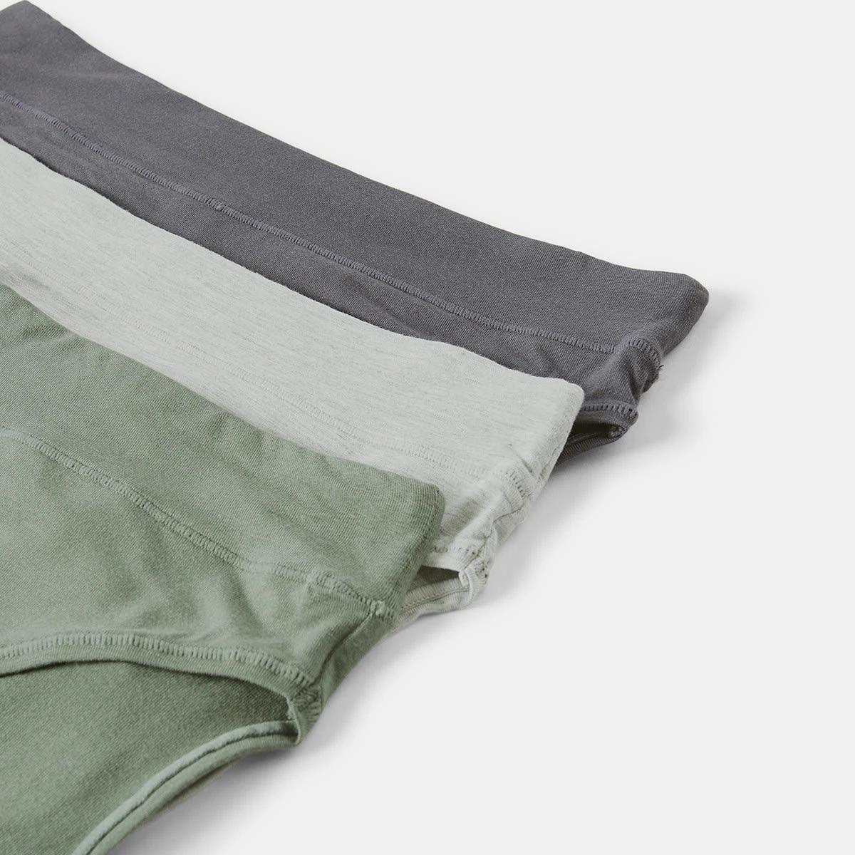 2 3 Pack Bamboo Blend Hi-Cut Briefs SMOKY GREEN, SILVER MARLE, SHADOW NAVY, 2 of 8