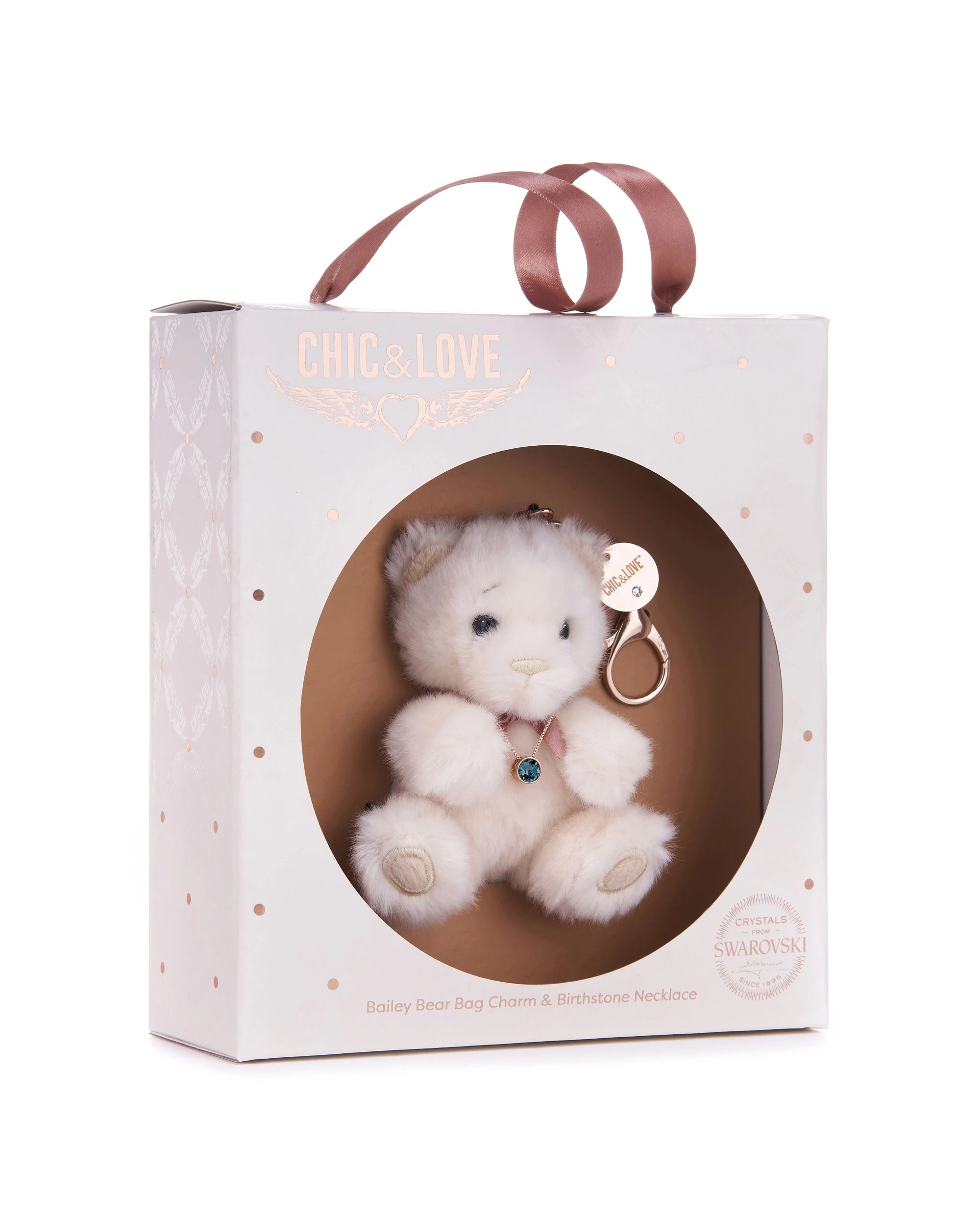 3 Chic & Love - Bailey Bear Bag Charm & Necklace March - Gift Set - White, 3 of 4