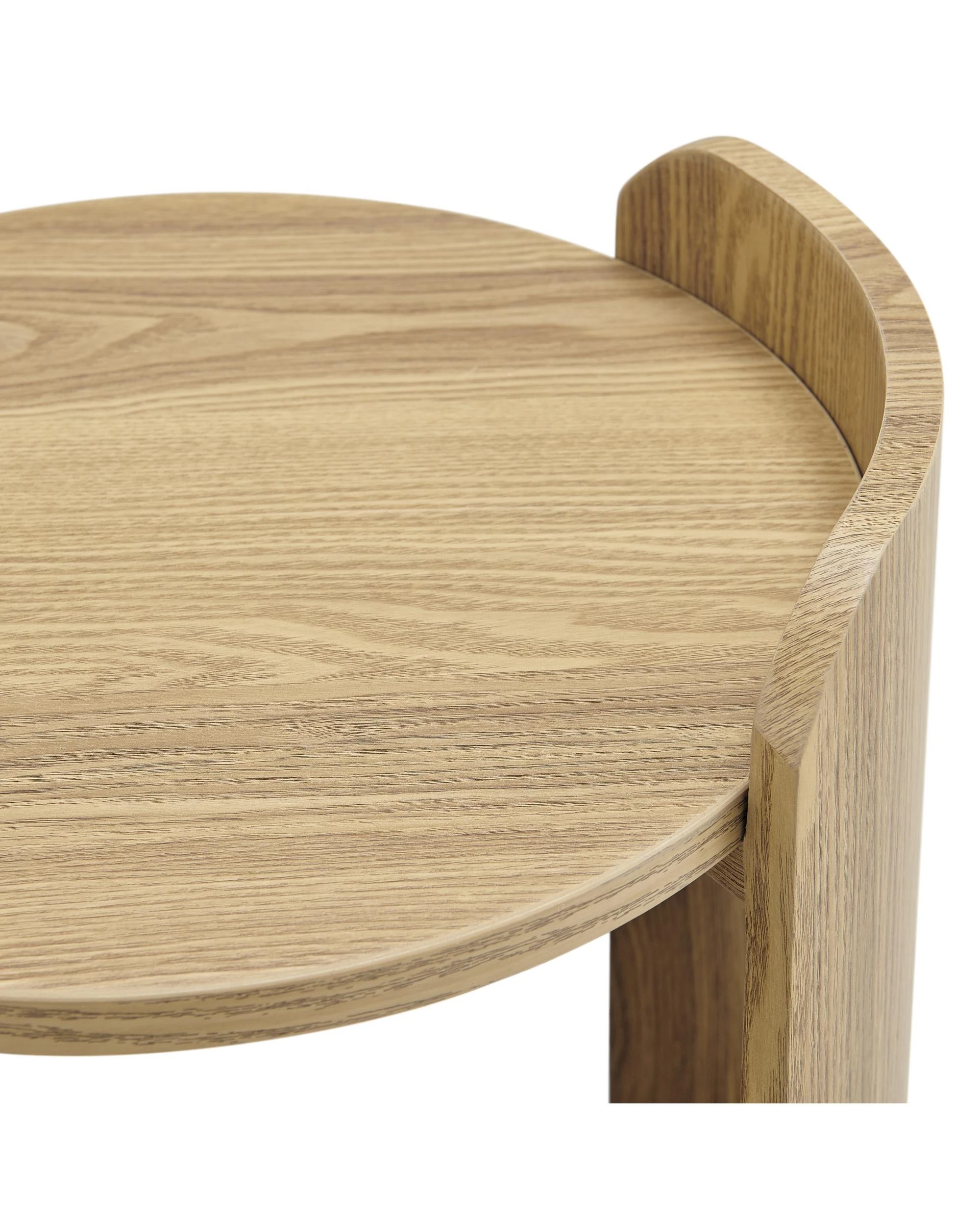 5 Kodu Round Side Table Bedside Table Nightstand with Storage Shelf Oak Look - Natural, 5 of 7