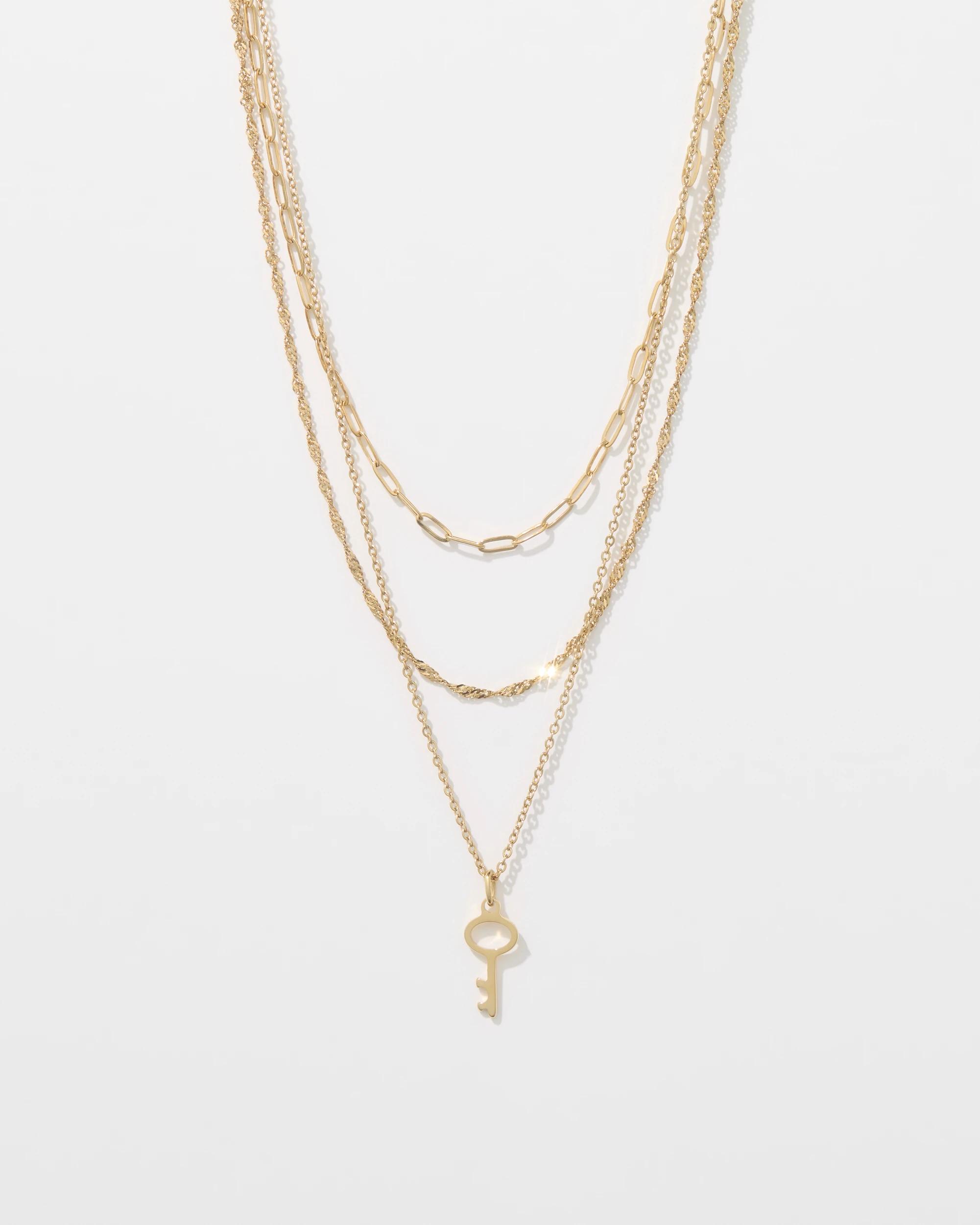 1 Target Waterproof 3 Pack Key Charm Necklace Set GOLD, 1 of 1